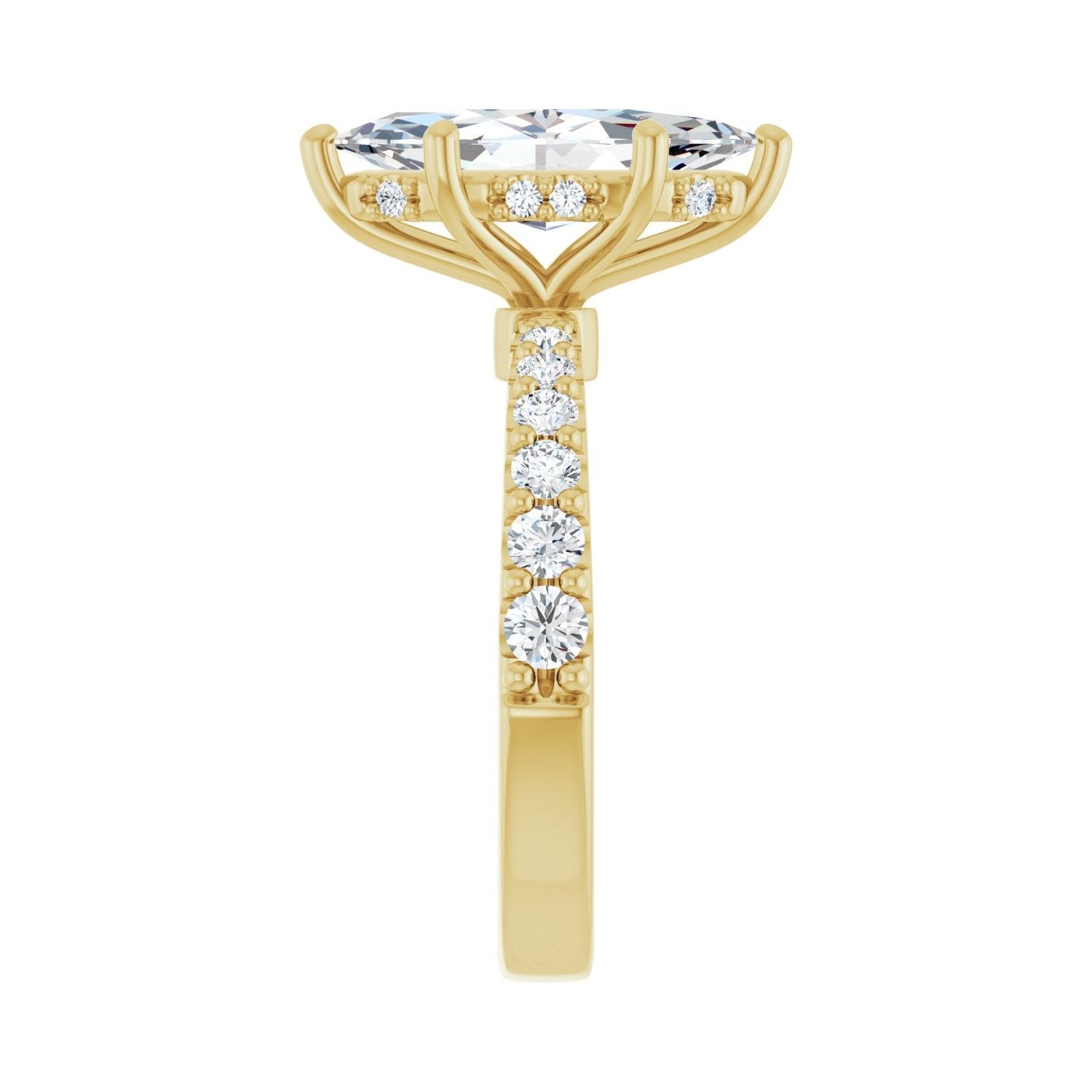 Marquise Hidden Halo-Style Engagement Ring | Metal Type=14K Yellow Gold | Center Stone Size=2.5 CT | Image 4
