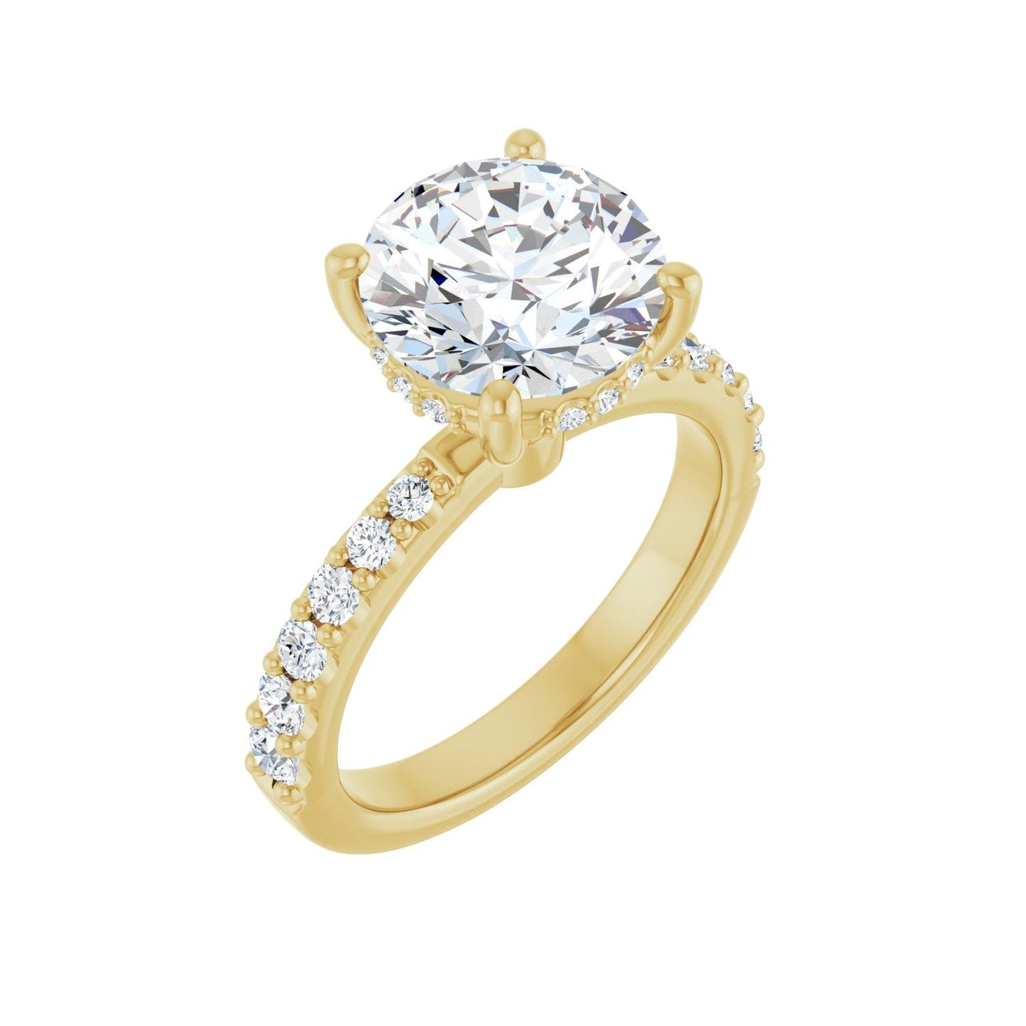 Round Hidden Halo-Style Engagement Ring | Metal Type=14K Yellow Gold | Center Stone Size=3 CT | Image 1