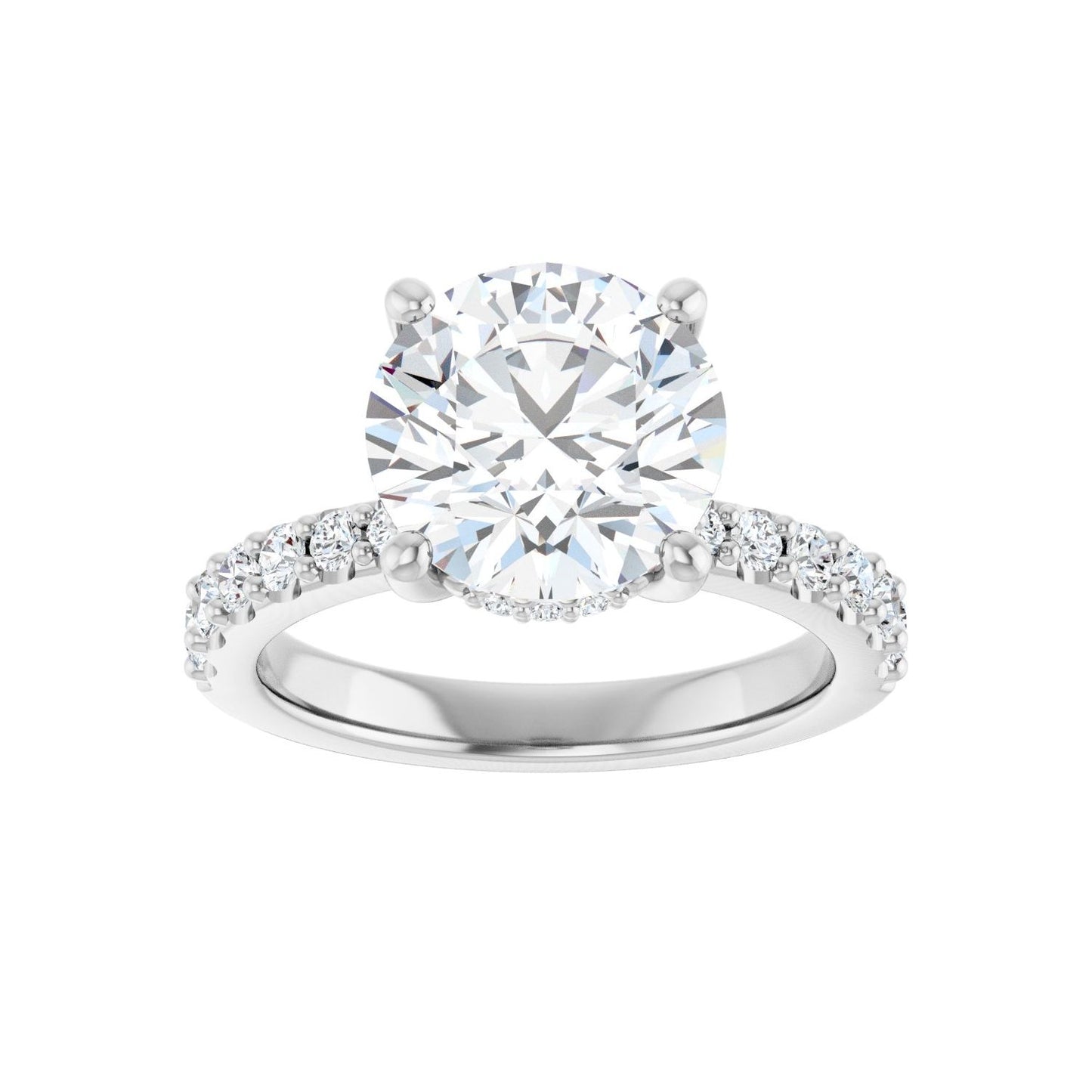 Round Hidden Halo-Style Engagement Ring | Metal Type=14K White Gold | Center Stone Size=3 CT | Image 3