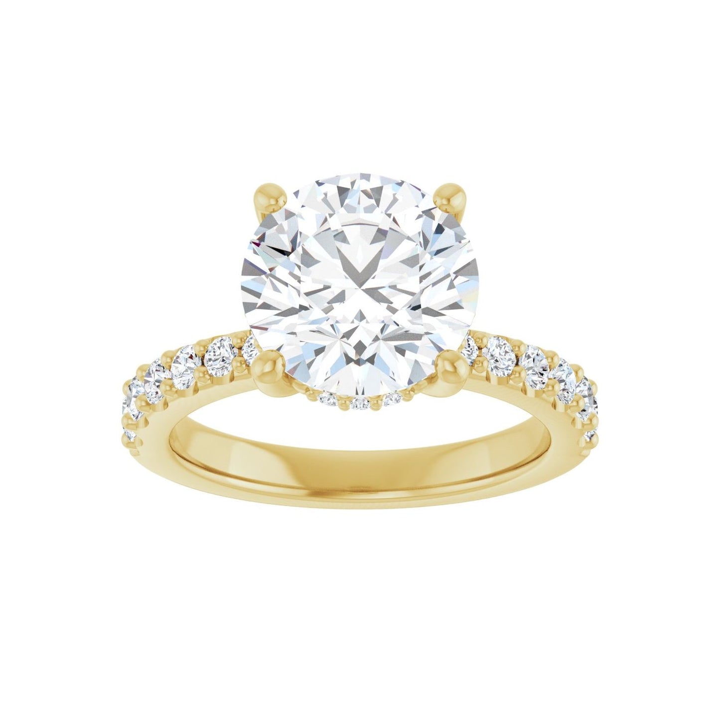 Round Hidden Halo-Style Engagement Ring | Metal Type=14K Yellow Gold | Center Stone Size=3 CT | Image 3