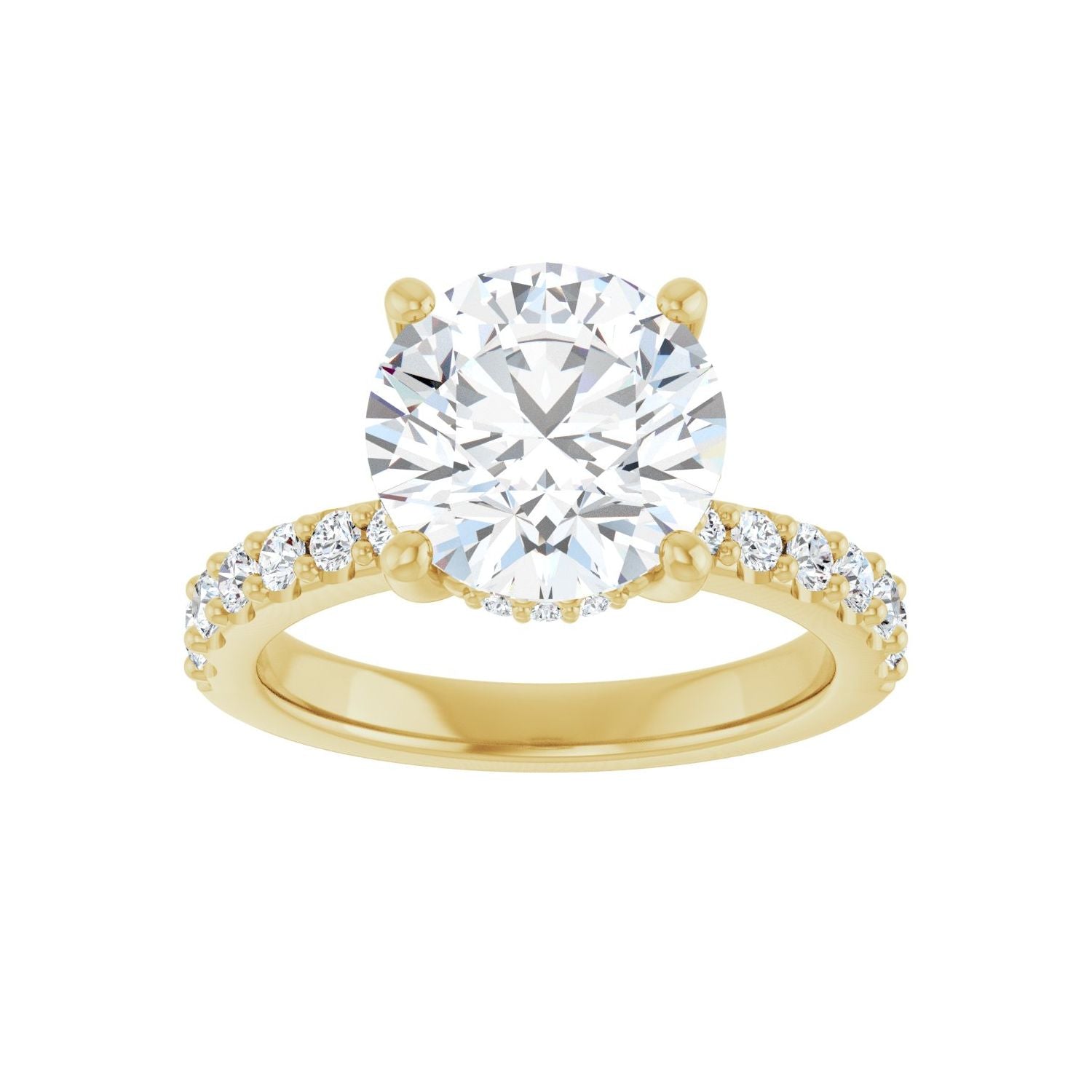 Round Hidden Halo-Style Engagement Ring | Metal Type=14K Yellow Gold | Center Stone Size=3 CT | Image 3
