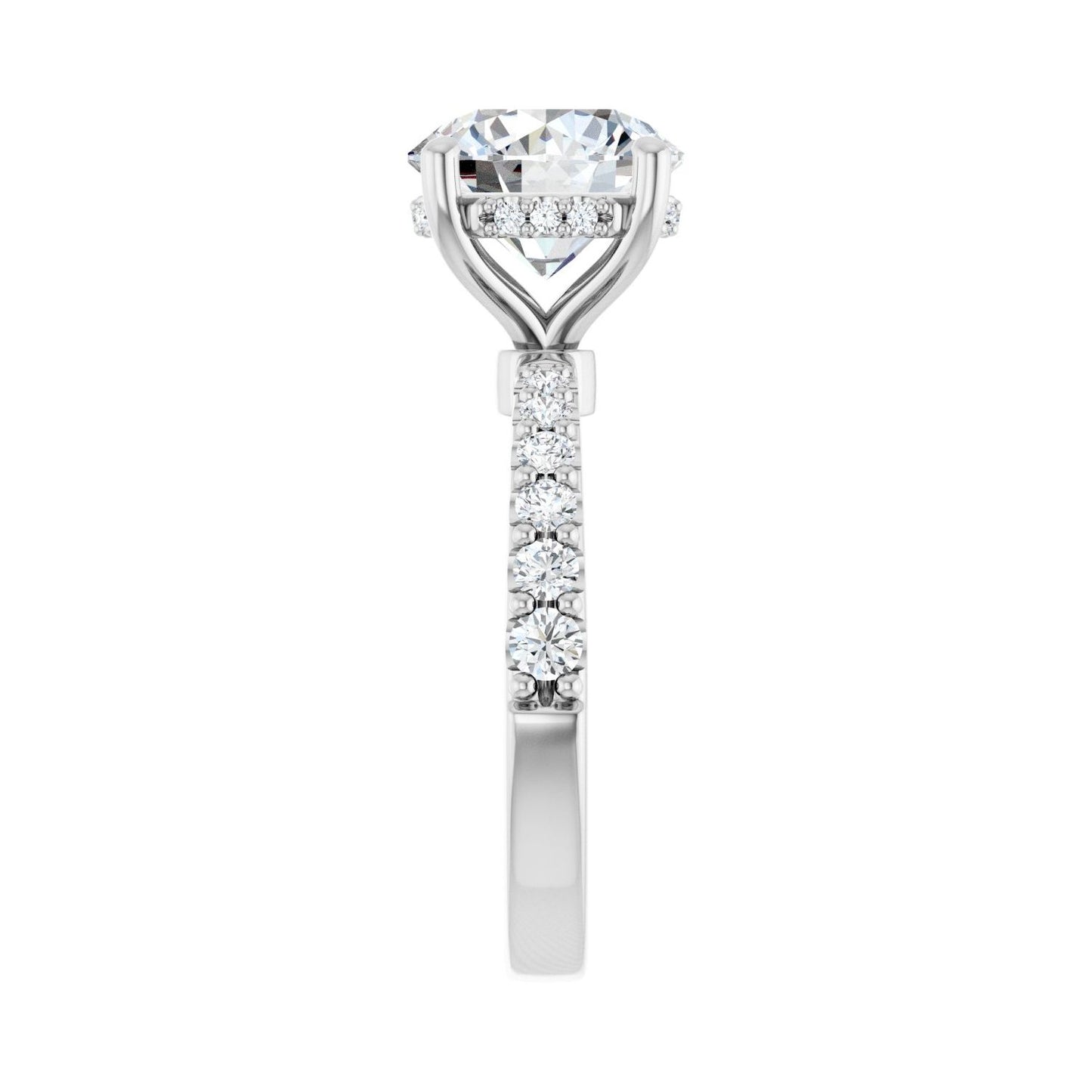 Round Hidden Halo-Style Engagement Ring | Metal Type=14K White Gold | Center Stone Size=3 CT | Image 4