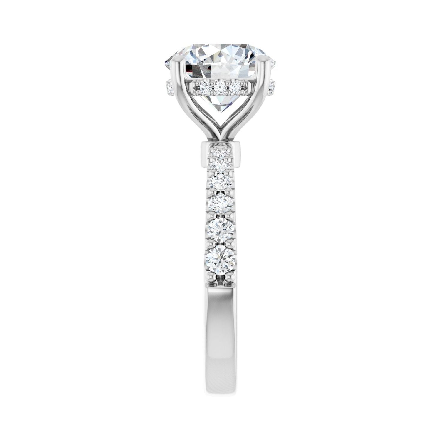 Round Hidden Halo-Style Engagement Ring | Metal Type=14K White Gold | Center Stone Size=3 CT | Image 4