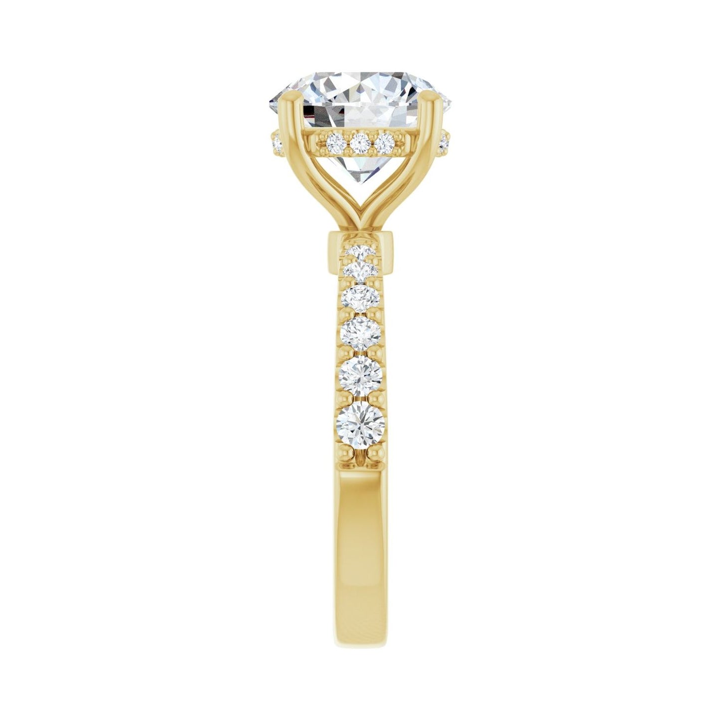 Round Hidden Halo-Style Engagement Ring | Metal Type=14K Yellow Gold | Center Stone Size=3 CT | Image 4