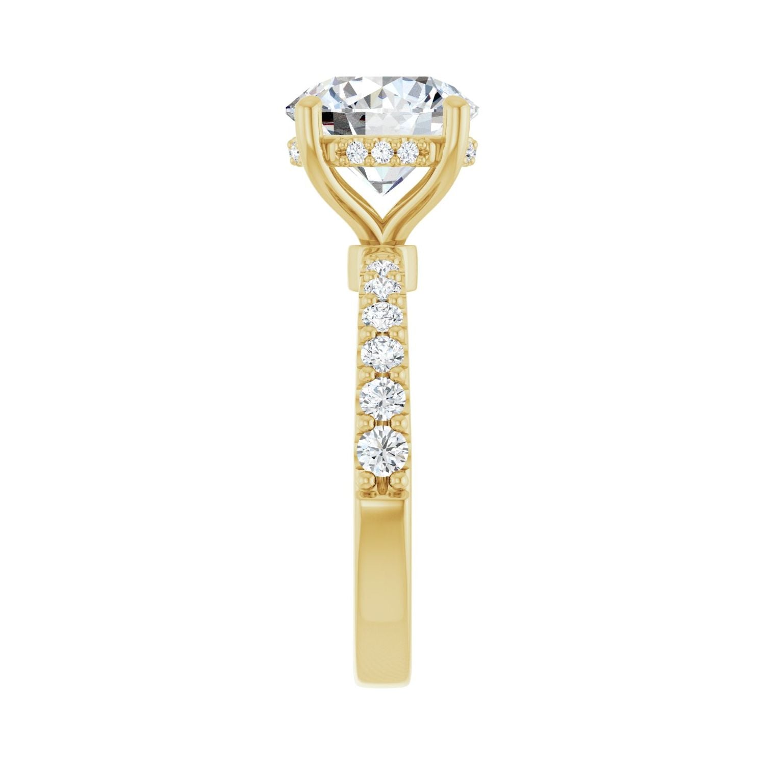 Round Hidden Halo-Style Engagement Ring | Metal Type=14K Yellow Gold | Center Stone Size=3 CT | Image 4