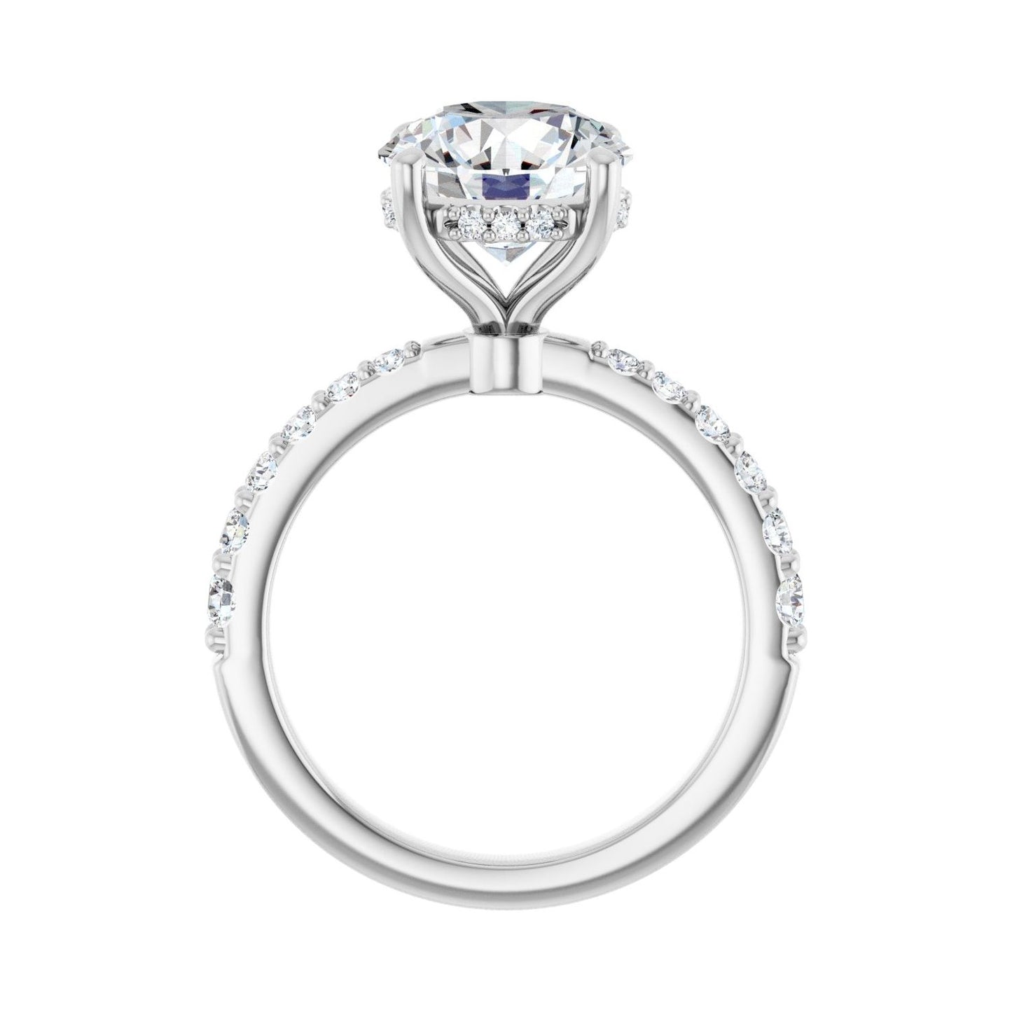 Round Hidden Halo-Style Engagement Ring | Metal Type=14K White Gold | Center Stone Size=3 CT | Image 2