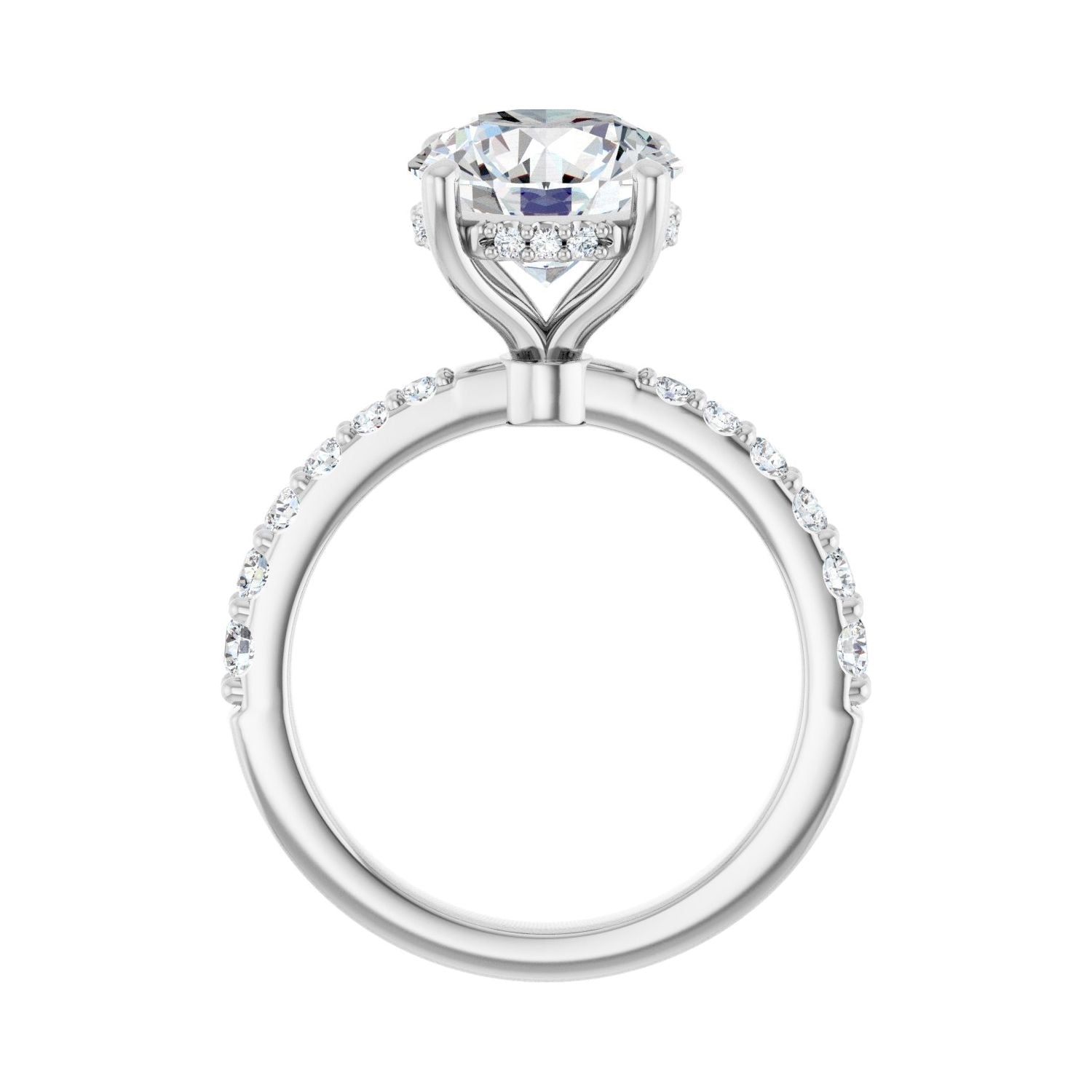 Round Hidden Halo-Style Engagement Ring | Metal Type=14K White Gold | Center Stone Size=3 CT | Image 2
