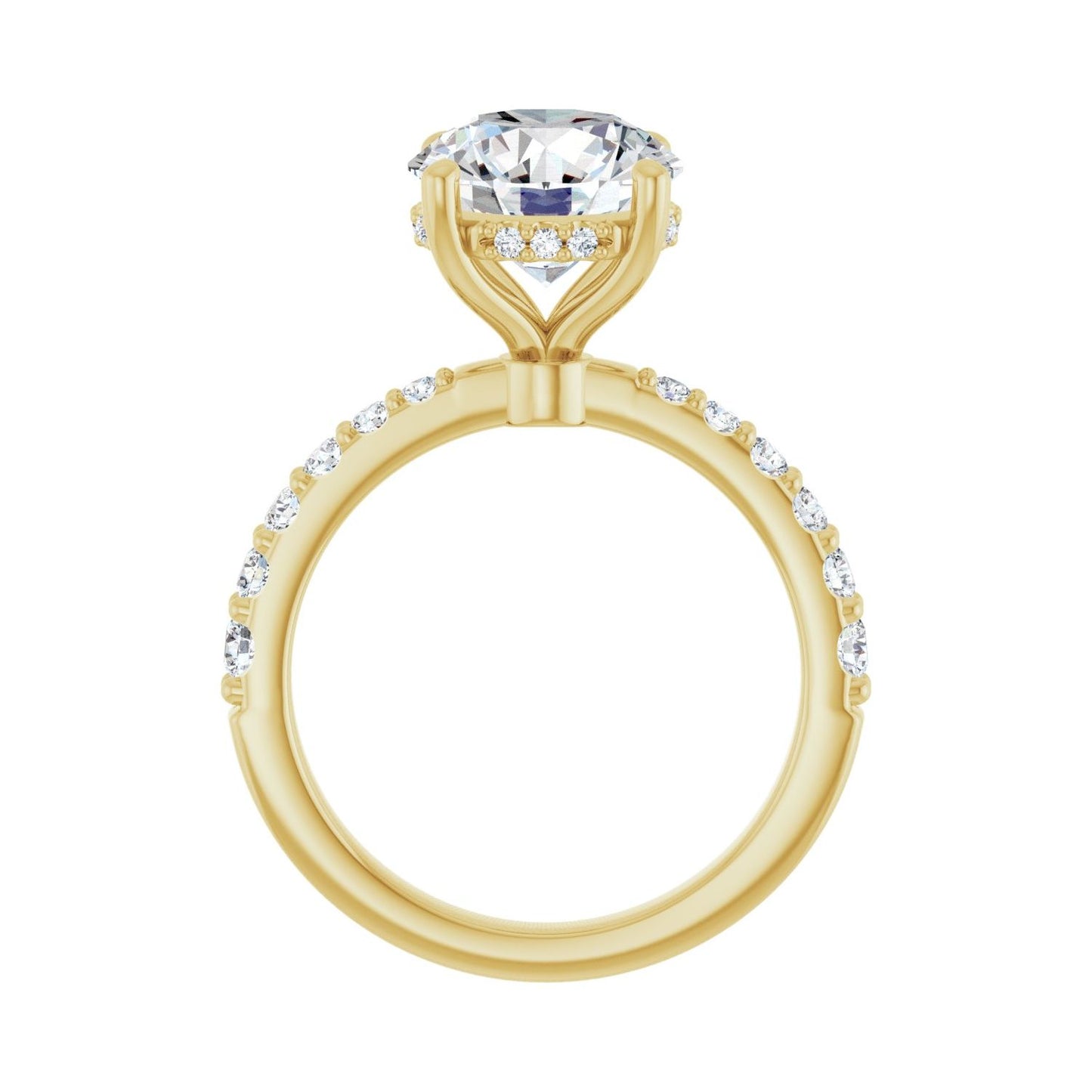 Round Hidden Halo-Style Engagement Ring | Metal Type=14K Yellow Gold | Center Stone Size=3 CT | Image 2