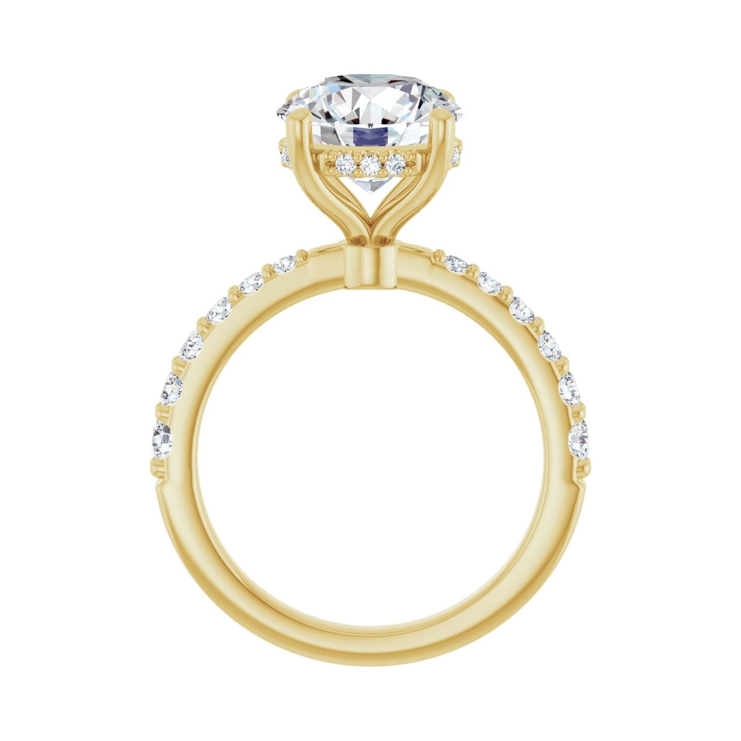 Round Hidden Halo-Style Engagement Ring | Metal Type=14K Yellow Gold | Center Stone Size=3 CT | Image 2