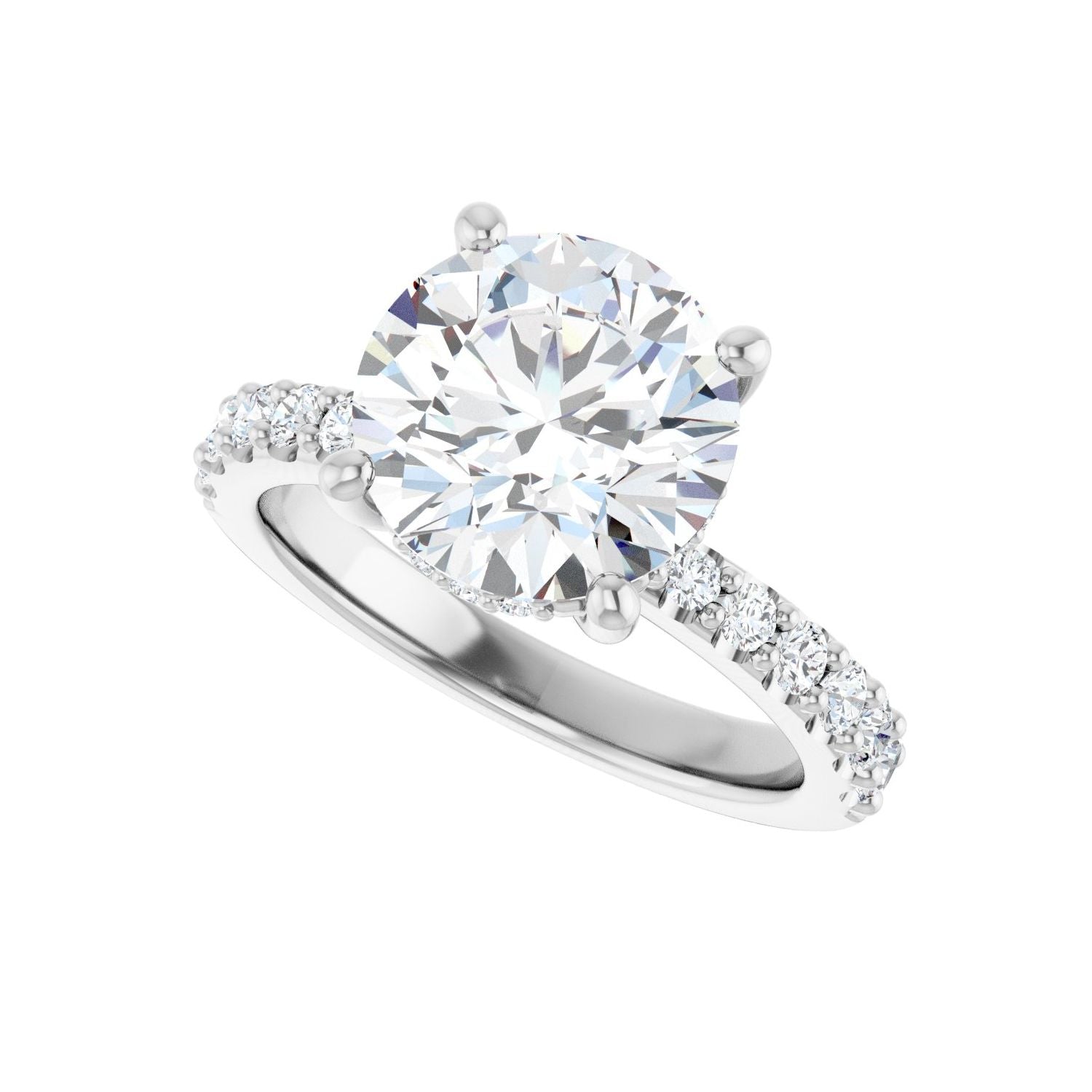 Round Hidden Halo-Style Engagement Ring | Metal Type=14K White Gold | Center Stone Size=3 CT | Image 5