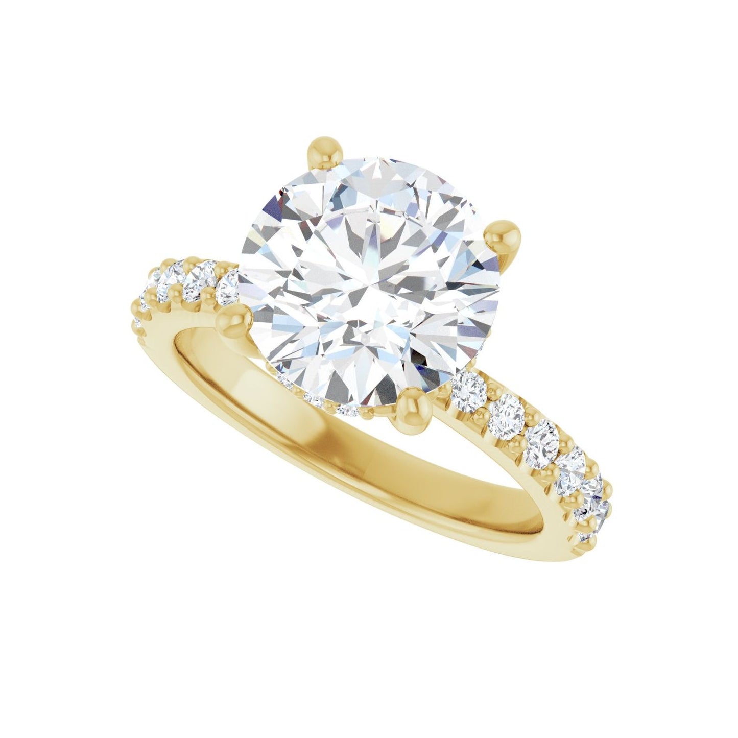 Round Hidden Halo-Style Engagement Ring | Metal Type=14K Yellow Gold | Center Stone Size=3 CT | Image 5