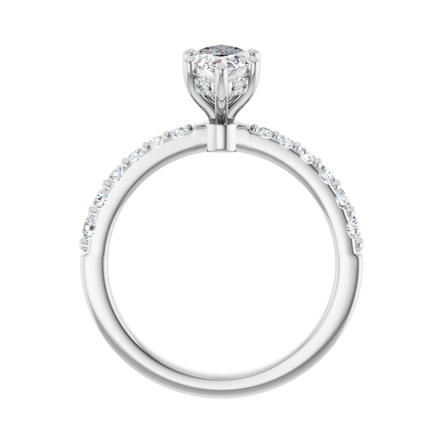 Marquise Hidden Halo-Style Engagement Ring | Metal Type=14K White Gold | Center Stone Size=1 CT | Image 2