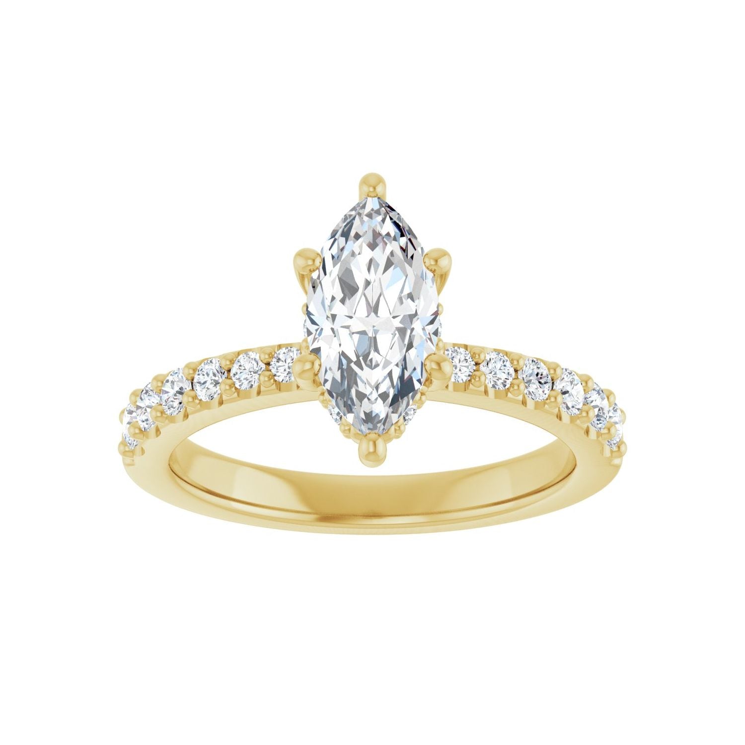 Marquise Hidden Halo-Style Engagement Ring | Metal Type=14K Yellow Gold | Center Stone Size=1 CT | Image 3