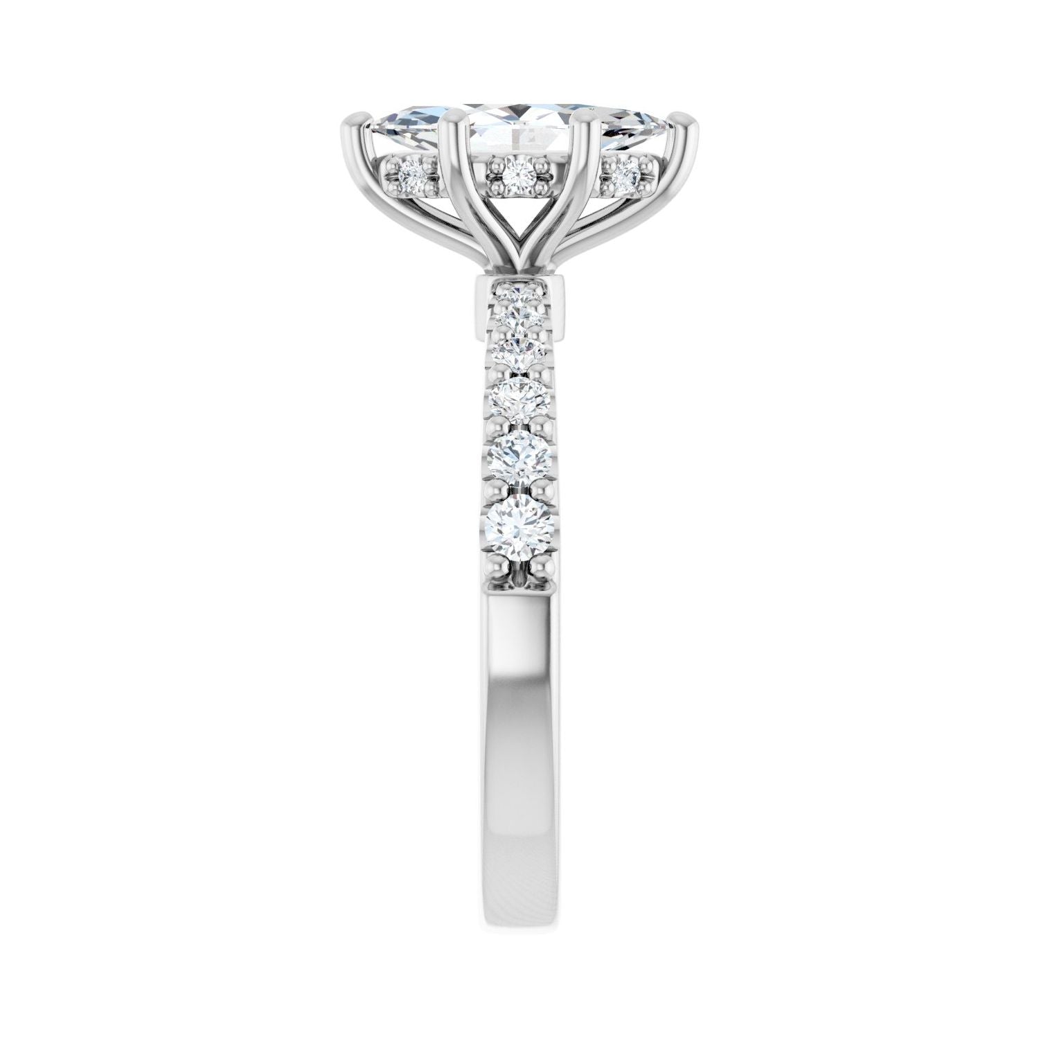 Marquise Hidden Halo-Style Engagement Ring | Metal Type=14K White Gold | Center Stone Size=1 CT | Image 4