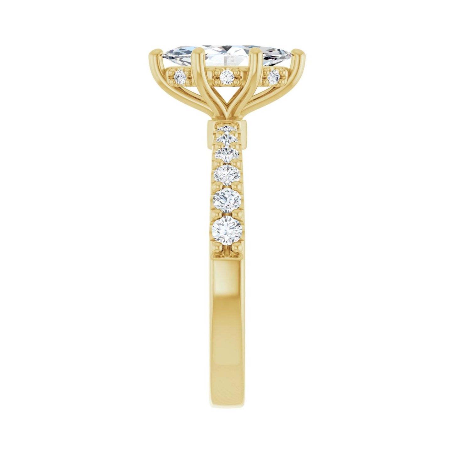 Marquise Hidden Halo-Style Engagement Ring | Metal Type=14K Yellow Gold | Center Stone Size=1 CT | Image 4