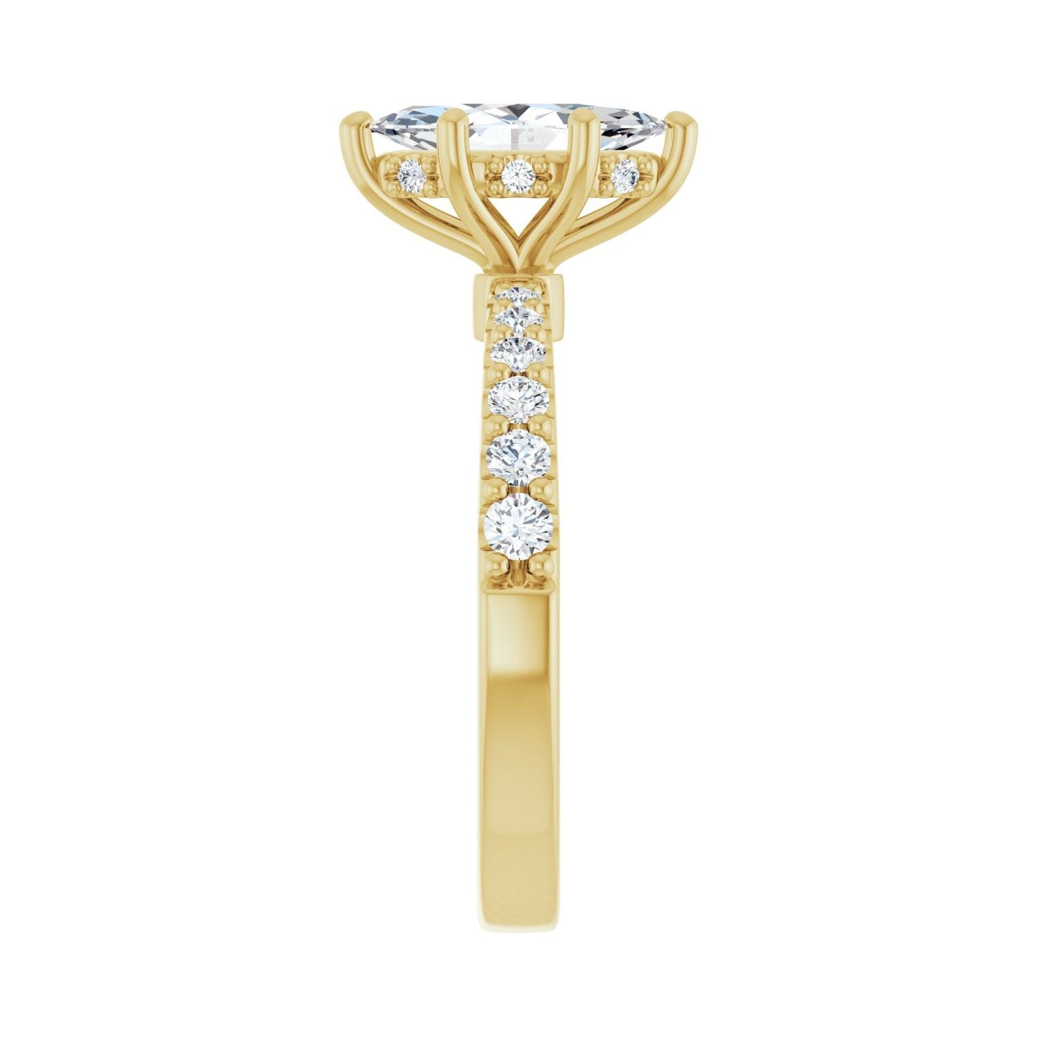 Marquise Hidden Halo-Style Engagement Ring | Metal Type=14K Yellow Gold | Center Stone Size=1 CT | Image 4