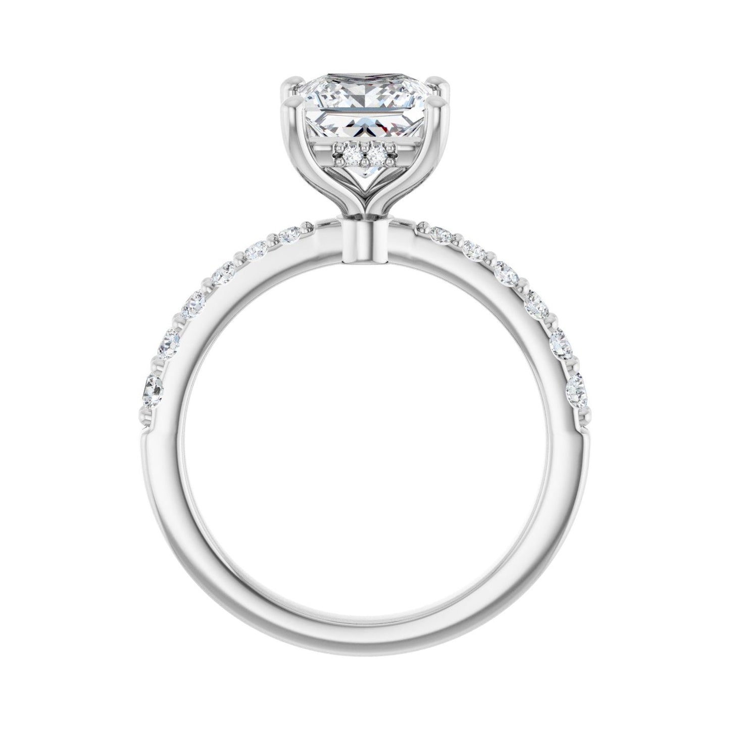 Square Hidden Halo-Style Engagement Ring | Metal Type=14K White Gold | Center Stone Size=1.5 CT | Image 2