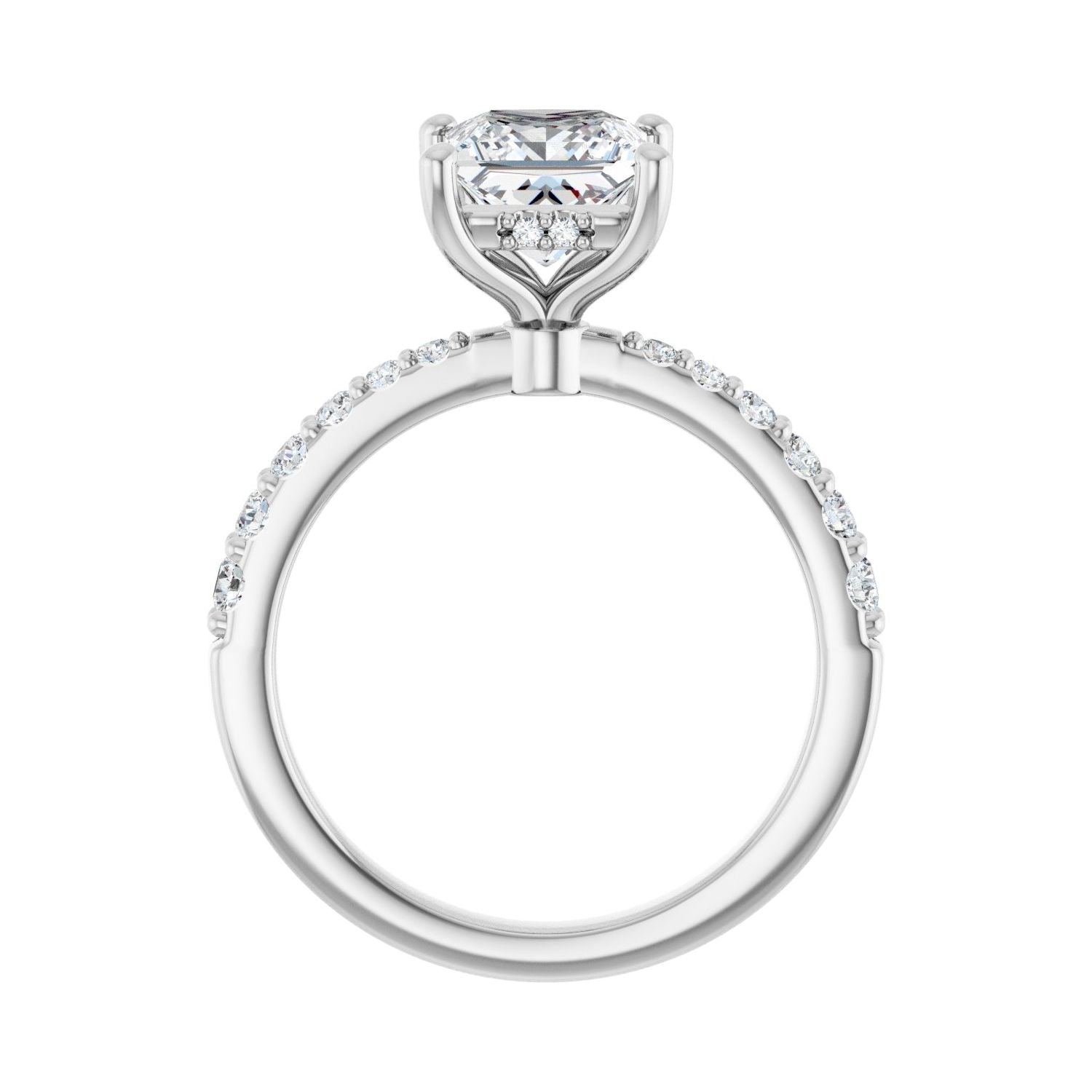 Square Hidden Halo-Style Engagement Ring | Metal Type=14K White Gold | Center Stone Size=1.5 CT | Image 2