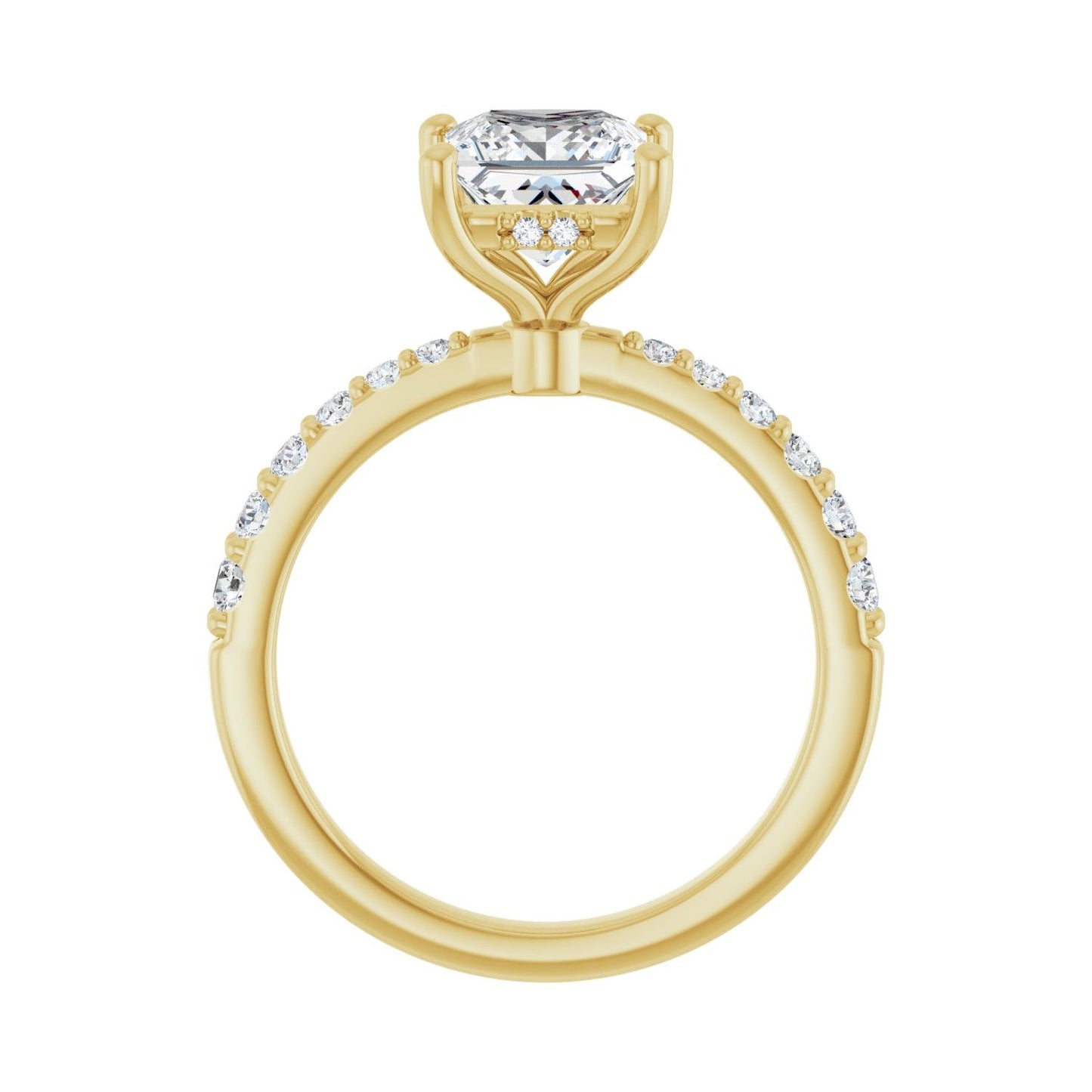Square Hidden Halo-Style Engagement Ring | Metal Type=14K Yellow Gold | Center Stone Size=1.5 CT | Image 2