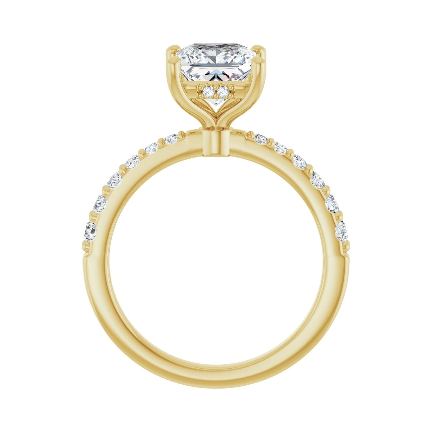 Square Hidden Halo-Style Engagement Ring | Metal Type=14K Yellow Gold | Center Stone Size=1.5 CT | Image 2