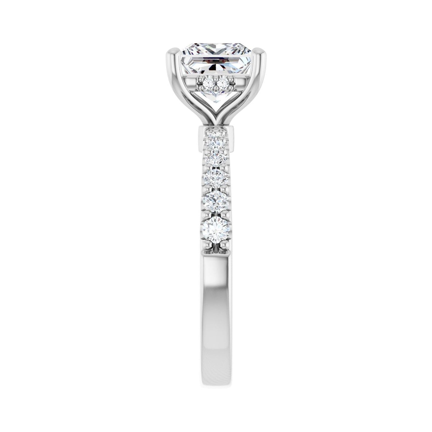 Square Hidden Halo-Style Engagement Ring | Metal Type=14K White Gold | Center Stone Size=1.5 CT | Image 4