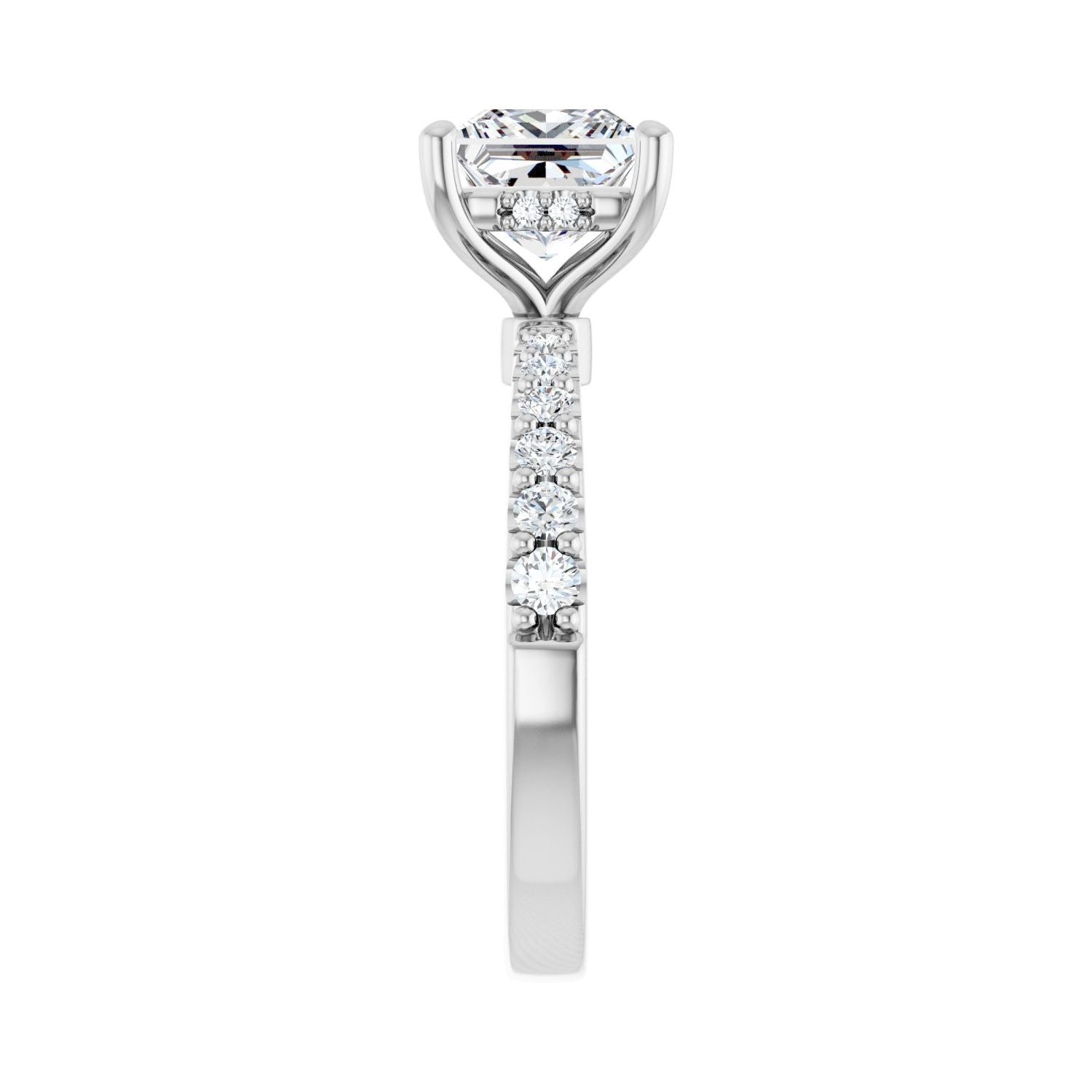 Square Hidden Halo-Style Engagement Ring | Metal Type=14K White Gold | Center Stone Size=1.5 CT | Image 4