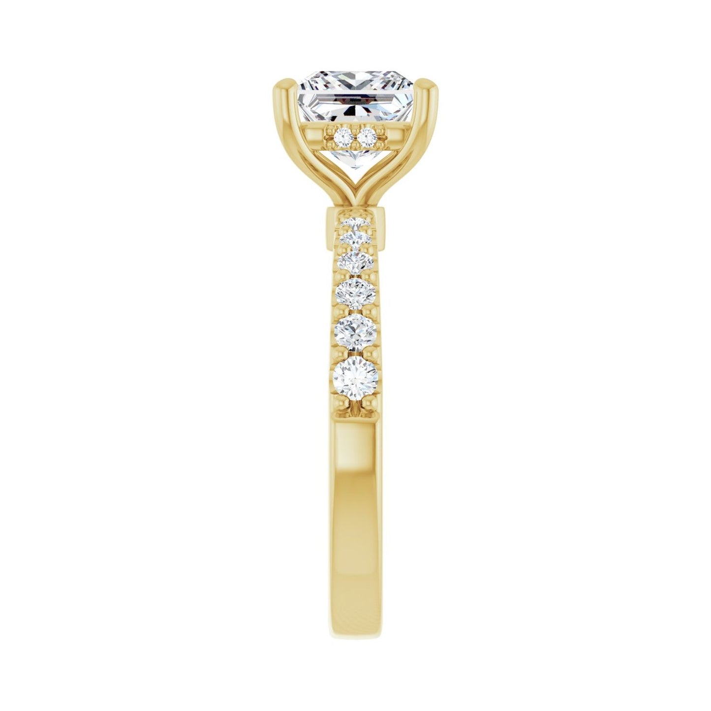 Square Hidden Halo-Style Engagement Ring | Metal Type=14K Yellow Gold | Center Stone Size=1.5 CT | Image 4
