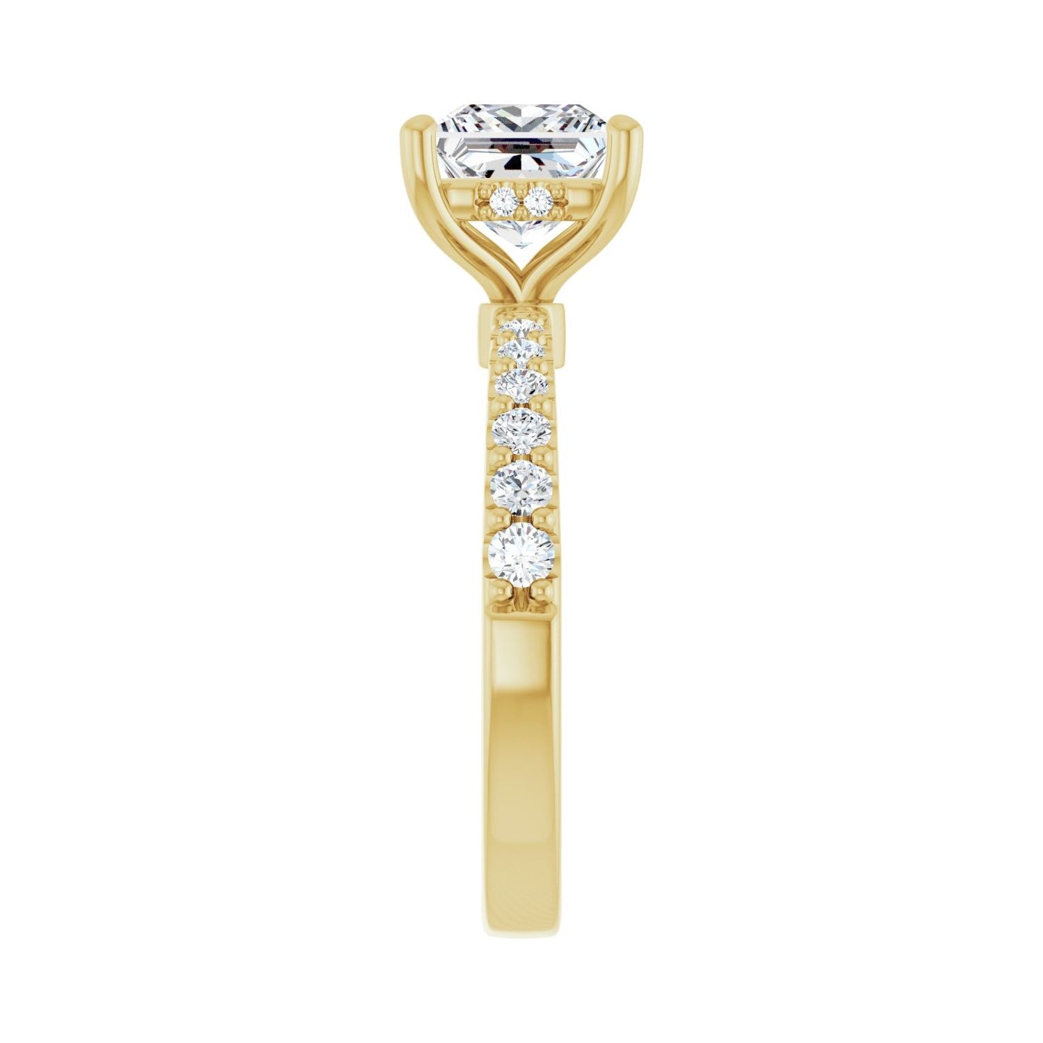 Square Hidden Halo-Style Engagement Ring | Metal Type=14K Yellow Gold | Center Stone Size=1.5 CT | Image 4