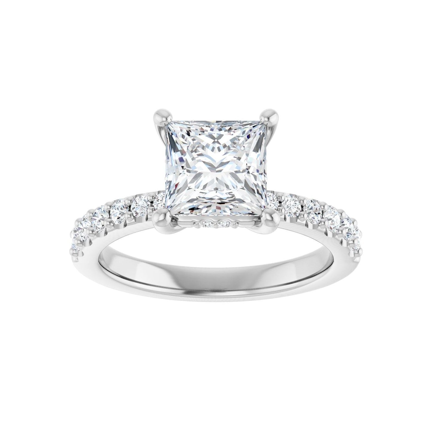 Square Hidden Halo-Style Engagement Ring | Metal Type=14K White Gold | Center Stone Size=1.5 CT | Image 3
