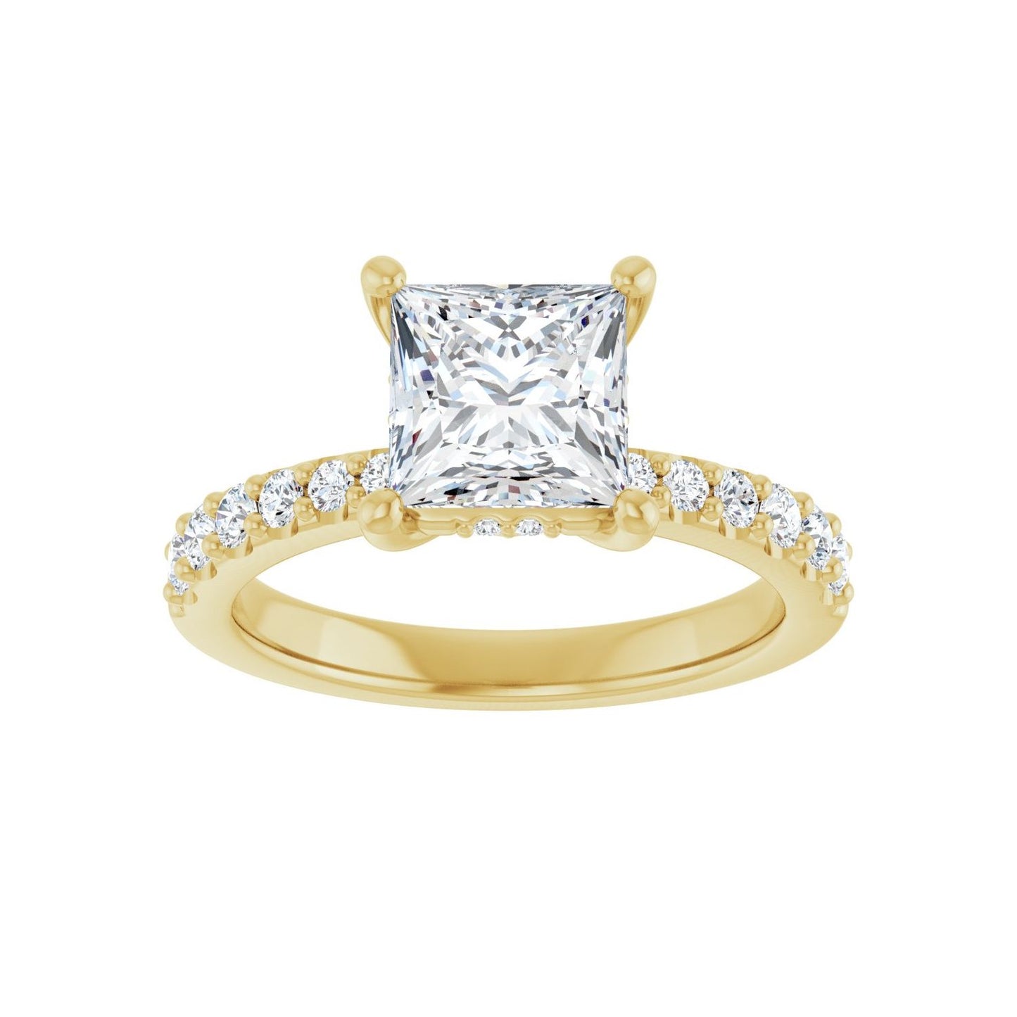 Square Hidden Halo-Style Engagement Ring | Metal Type=14K Yellow Gold | Center Stone Size=1.5 CT | Image 3