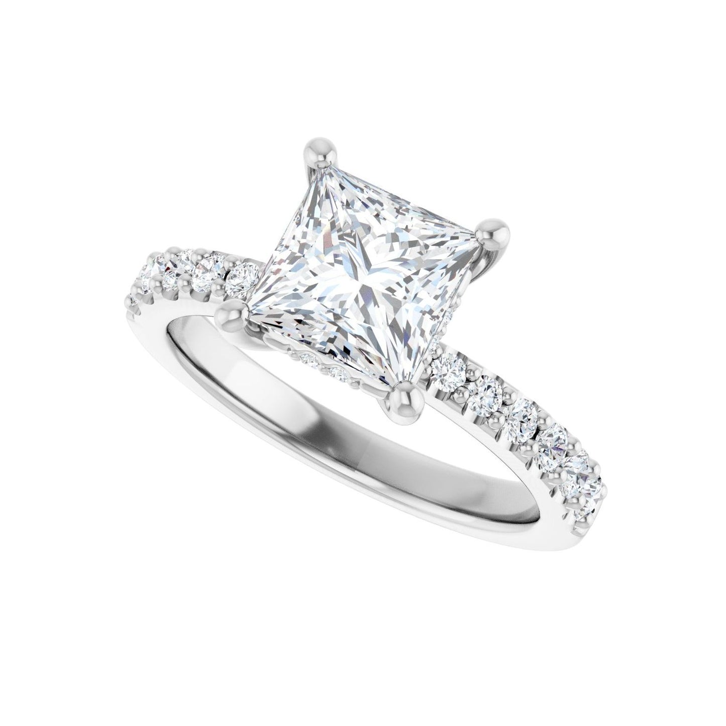 Square Hidden Halo-Style Engagement Ring | Metal Type=14K White Gold | Center Stone Size=1.5 CT | Image 5