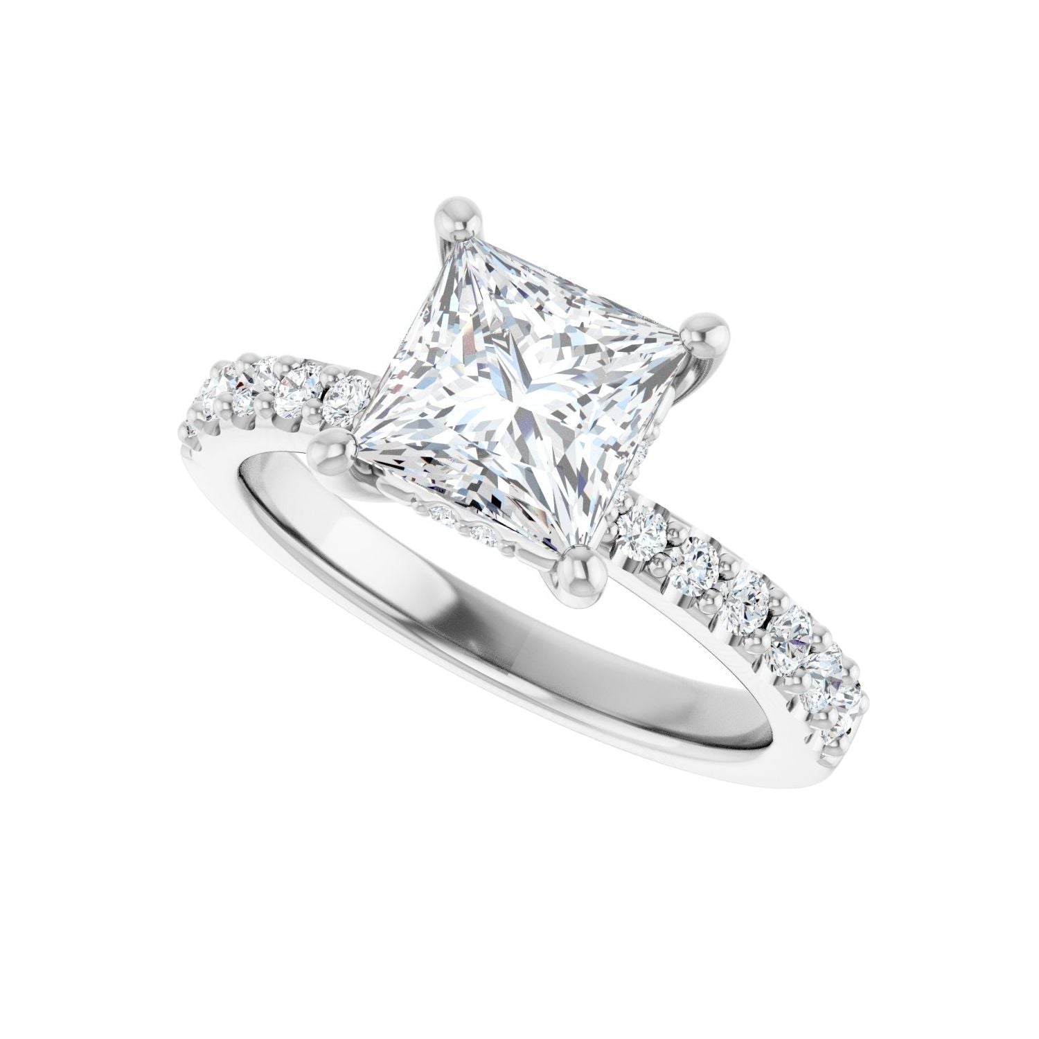 Square Hidden Halo-Style Engagement Ring | Metal Type=14K White Gold | Center Stone Size=1.5 CT | Image 5