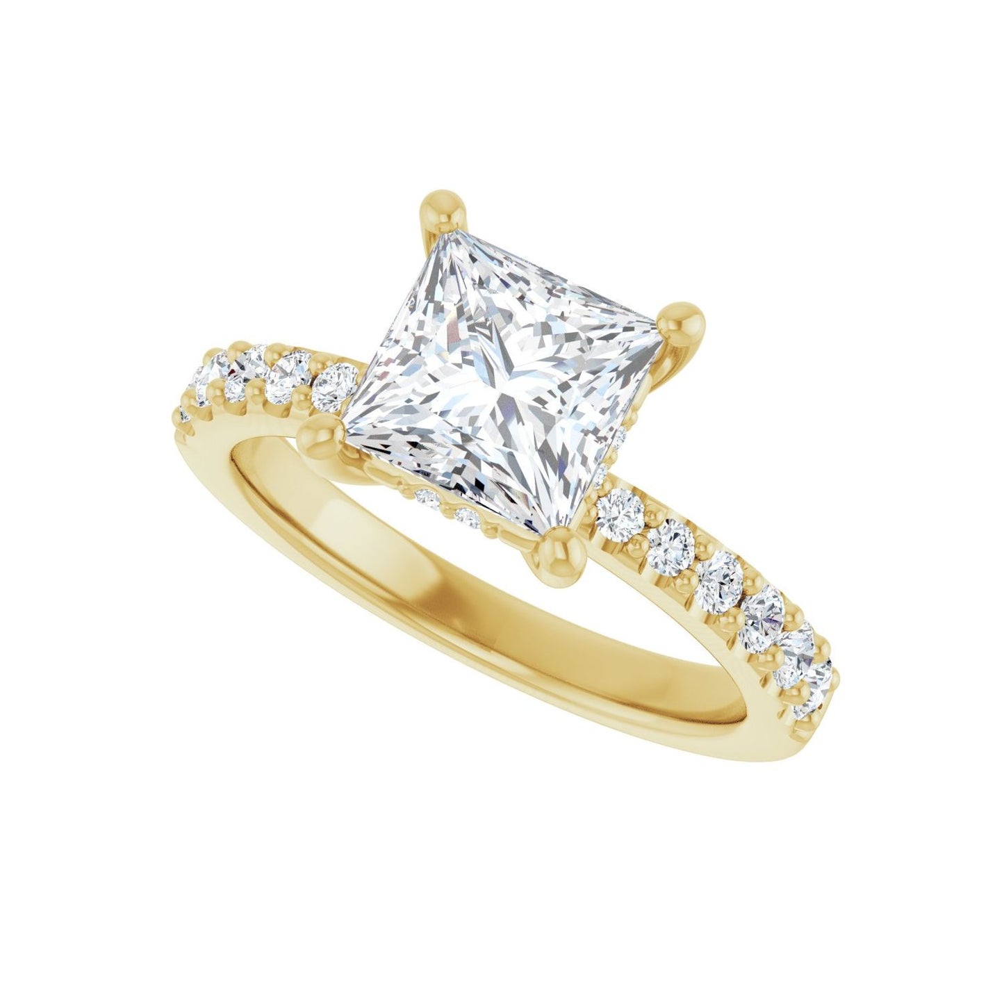 Square Hidden Halo-Style Engagement Ring | Metal Type=14K Yellow Gold | Center Stone Size=1.5 CT | Image 5