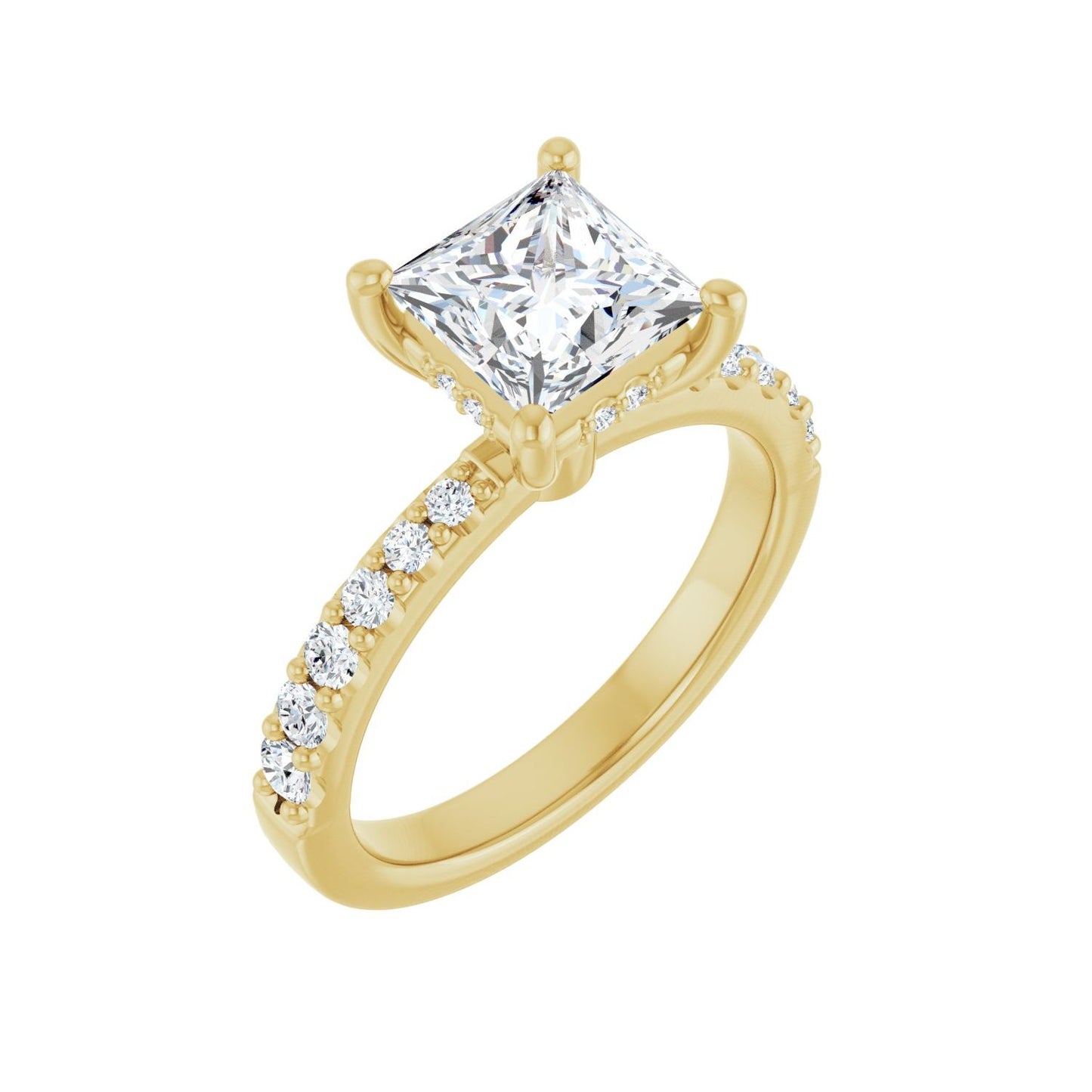 Square Hidden Halo-Style Engagement Ring | Metal Type=14K Yellow Gold | Center Stone Size=1.5 CT | Image 1