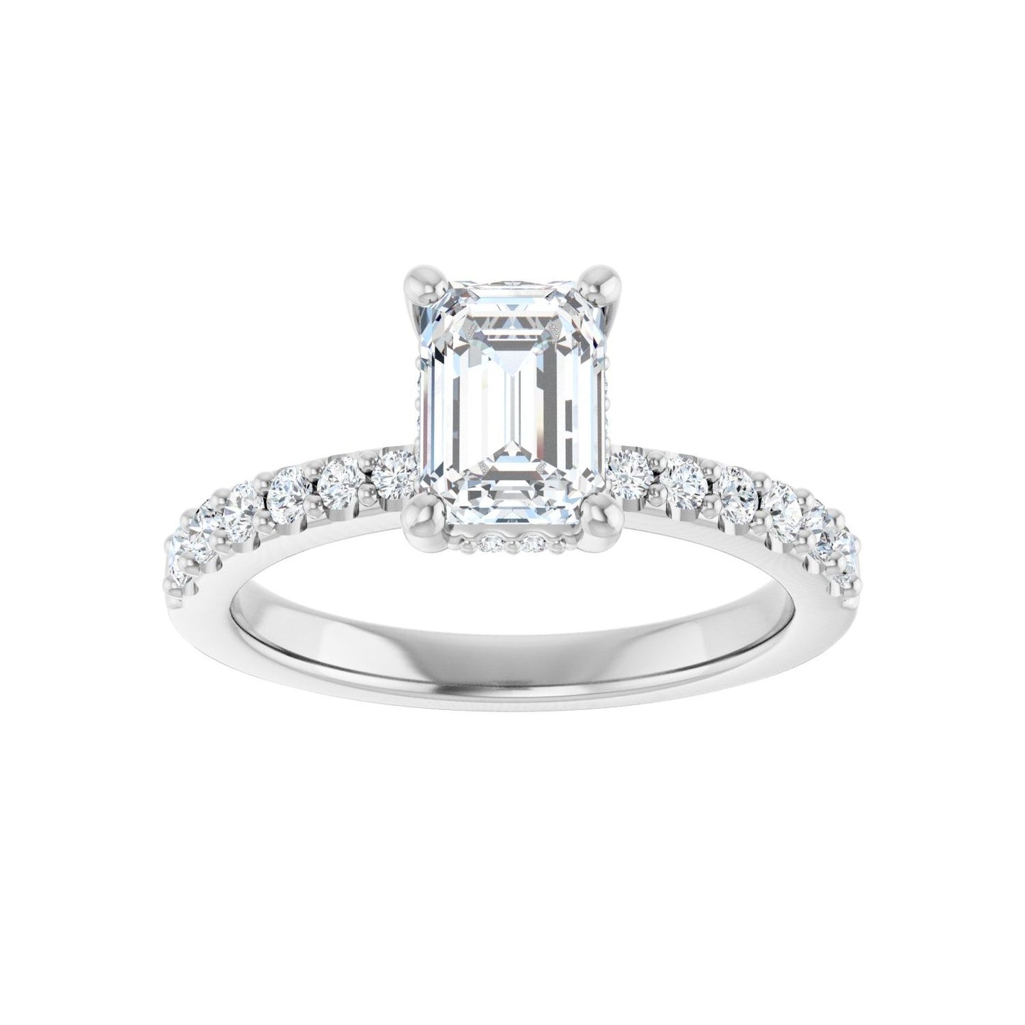 Emerald Hidden Halo-Style Engagement Ring | Metal Type=14K White Gold | Center Stone Size=1.5 CT | Image 3