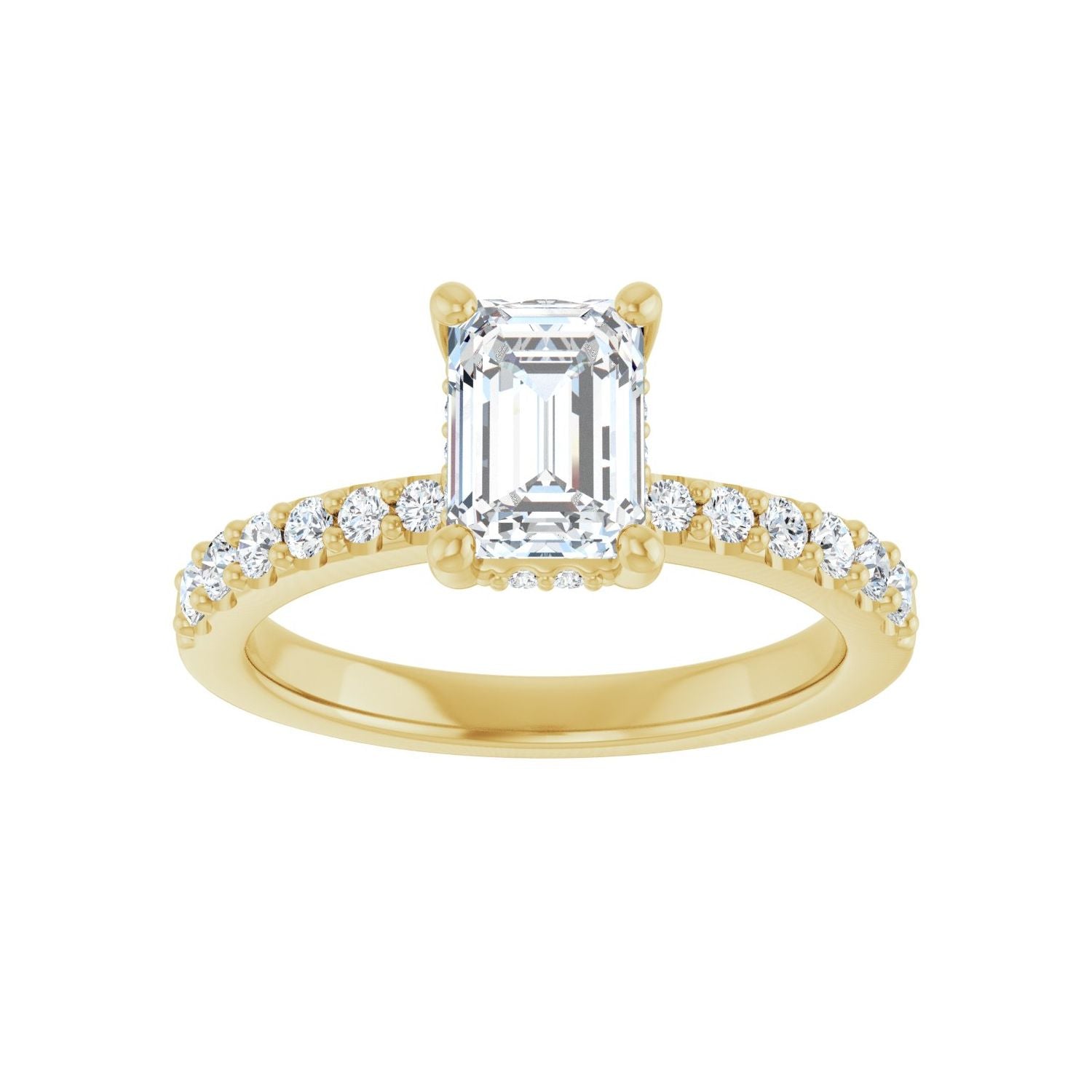 Emerald Hidden Halo-Style Engagement Ring | Metal Type=14K Yellow Gold | Center Stone Size=1.5 CT | Image 3