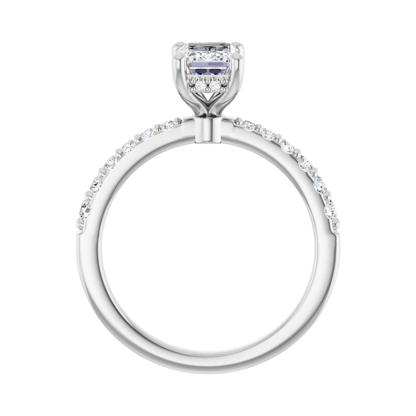 Emerald Hidden Halo-Style Engagement Ring | Metal Type=14K White Gold | Center Stone Size=1.5 CT | Image 2