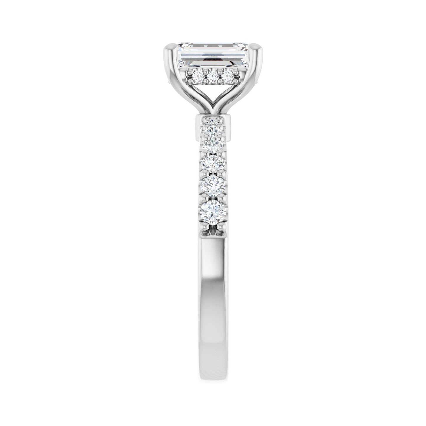 Emerald Hidden Halo-Style Engagement Ring | Metal Type=14K White Gold | Center Stone Size=1.5 CT | Image 4
