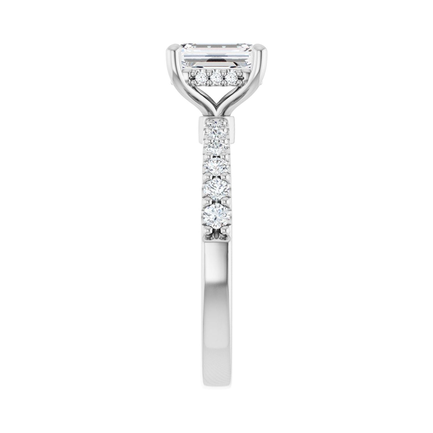 Emerald Hidden Halo-Style Engagement Ring | Metal Type=14K White Gold | Center Stone Size=1.5 CT | Image 4