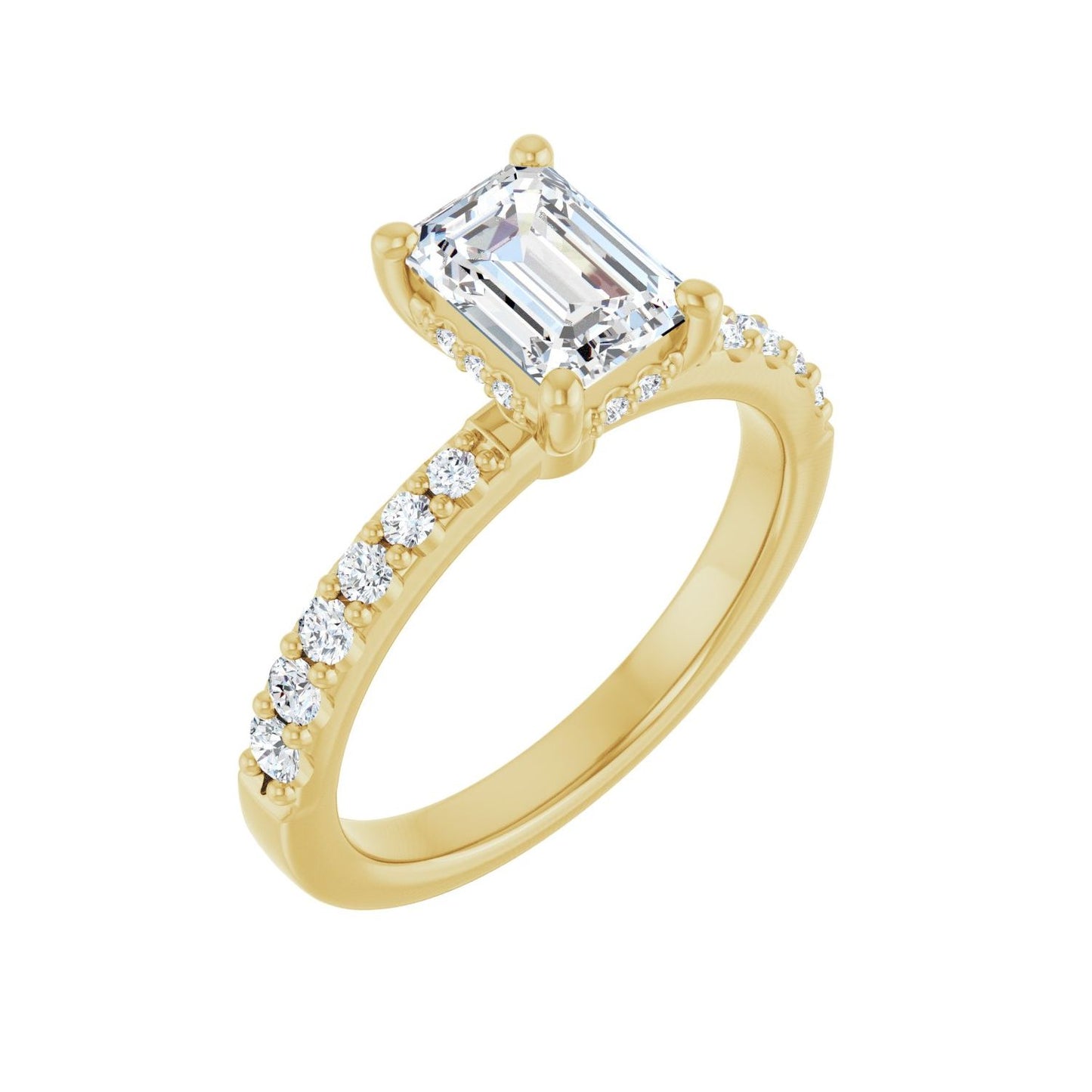 Emerald Hidden Halo-Style Engagement Ring | Metal Type=14K Yellow Gold | Center Stone Size=1.5 CT | Image 1