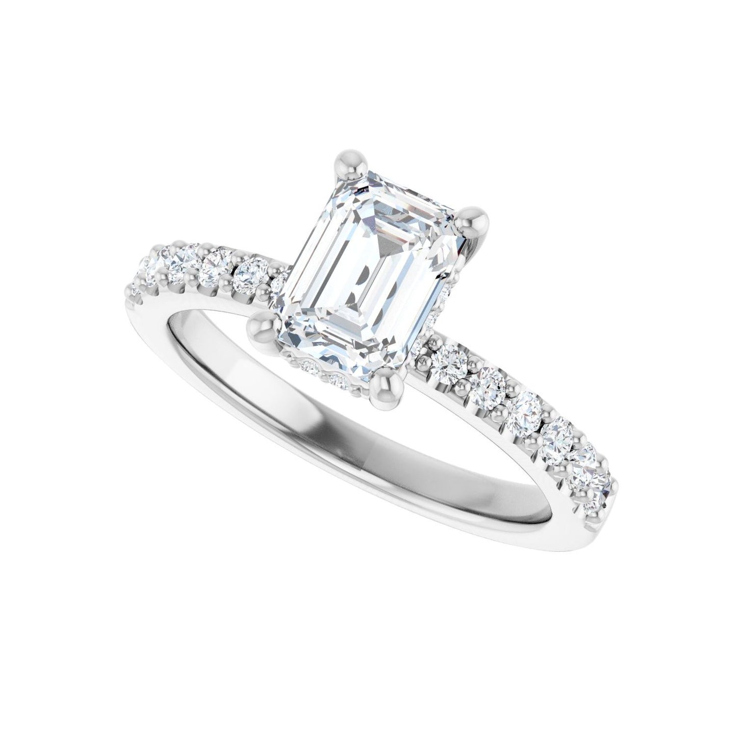 Emerald Hidden Halo-Style Engagement Ring | Metal Type=14K White Gold | Center Stone Size=1.5 CT | Image 5