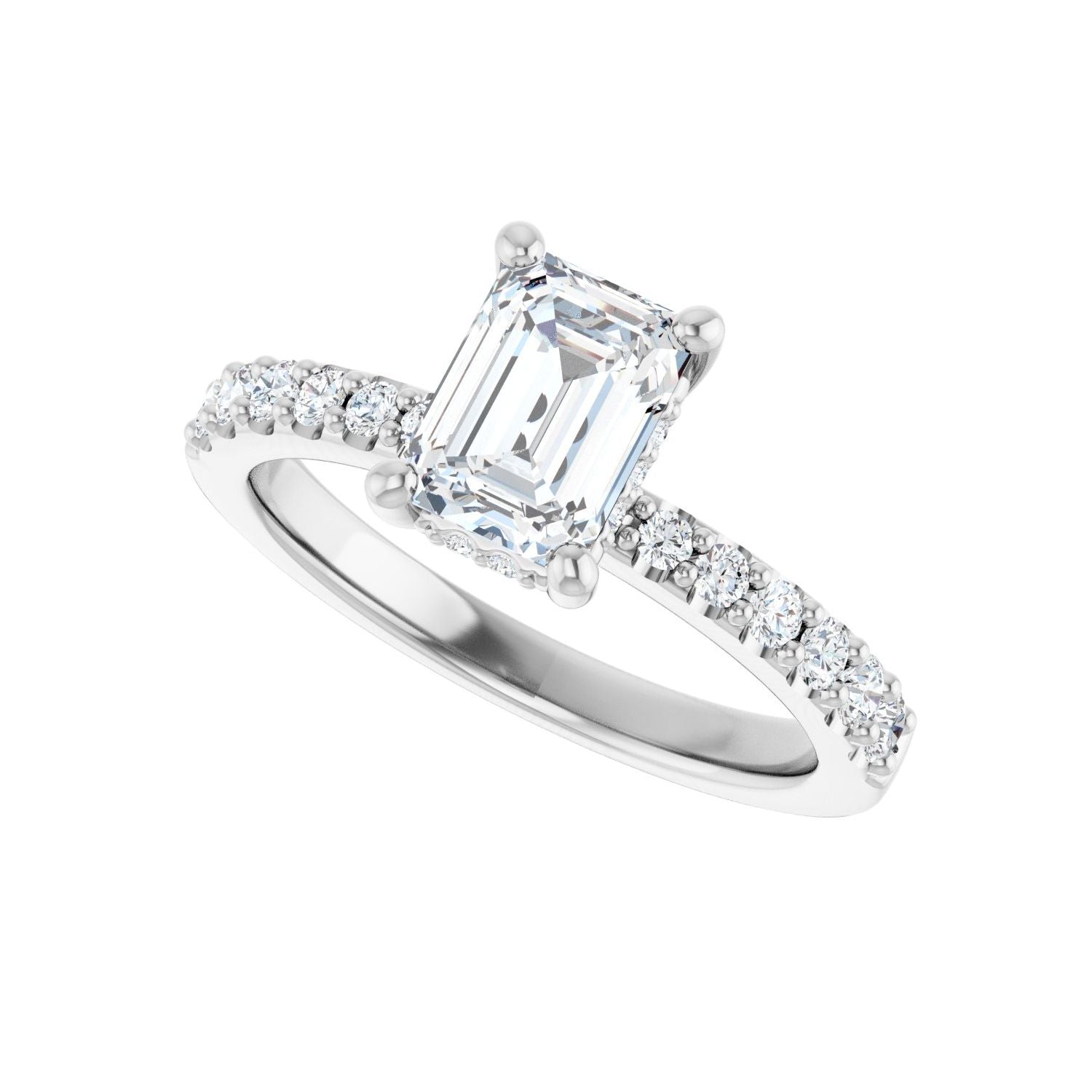 Emerald Hidden Halo-Style Engagement Ring | Metal Type=14K White Gold | Center Stone Size=1.5 CT | Image 5