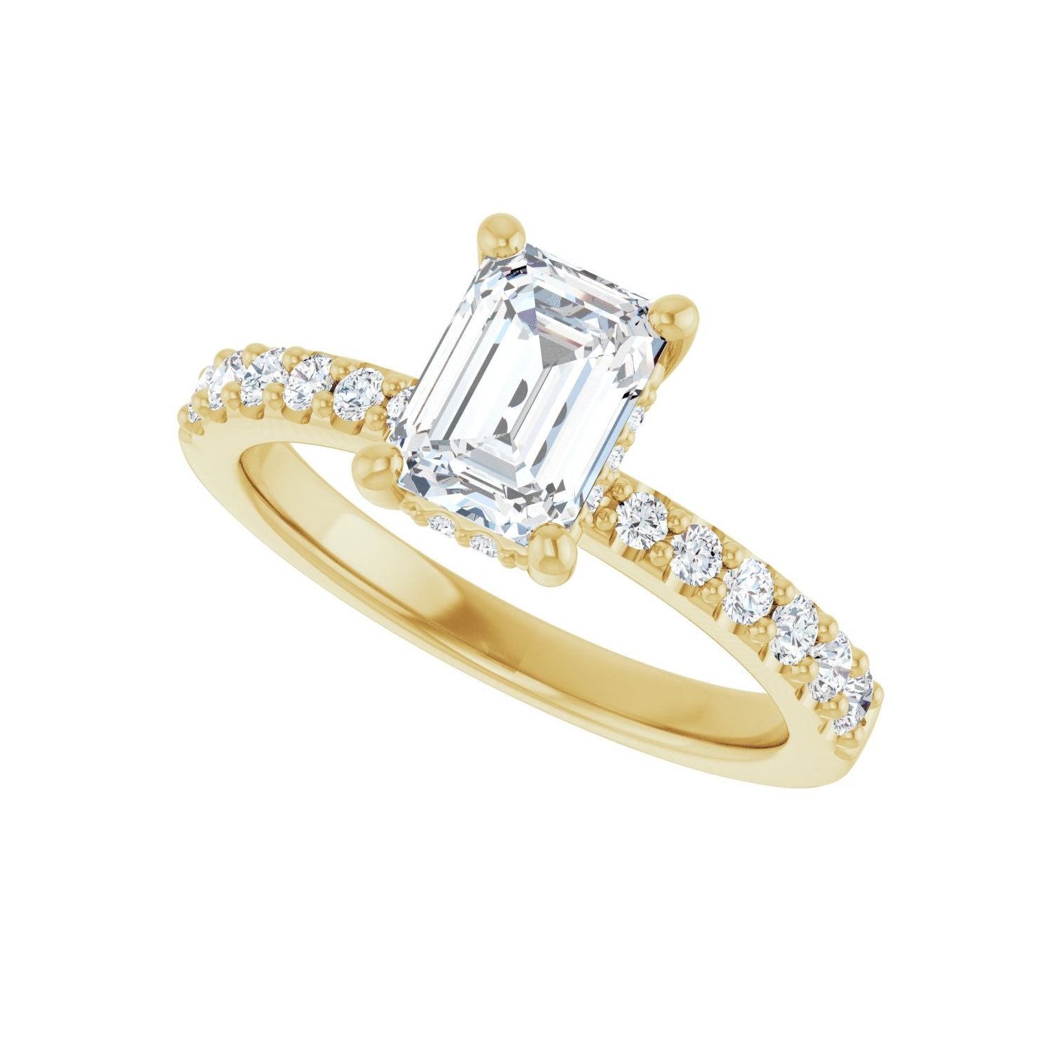 Emerald Hidden Halo-Style Engagement Ring | Metal Type=14K Yellow Gold | Center Stone Size=1.5 CT | Image 5