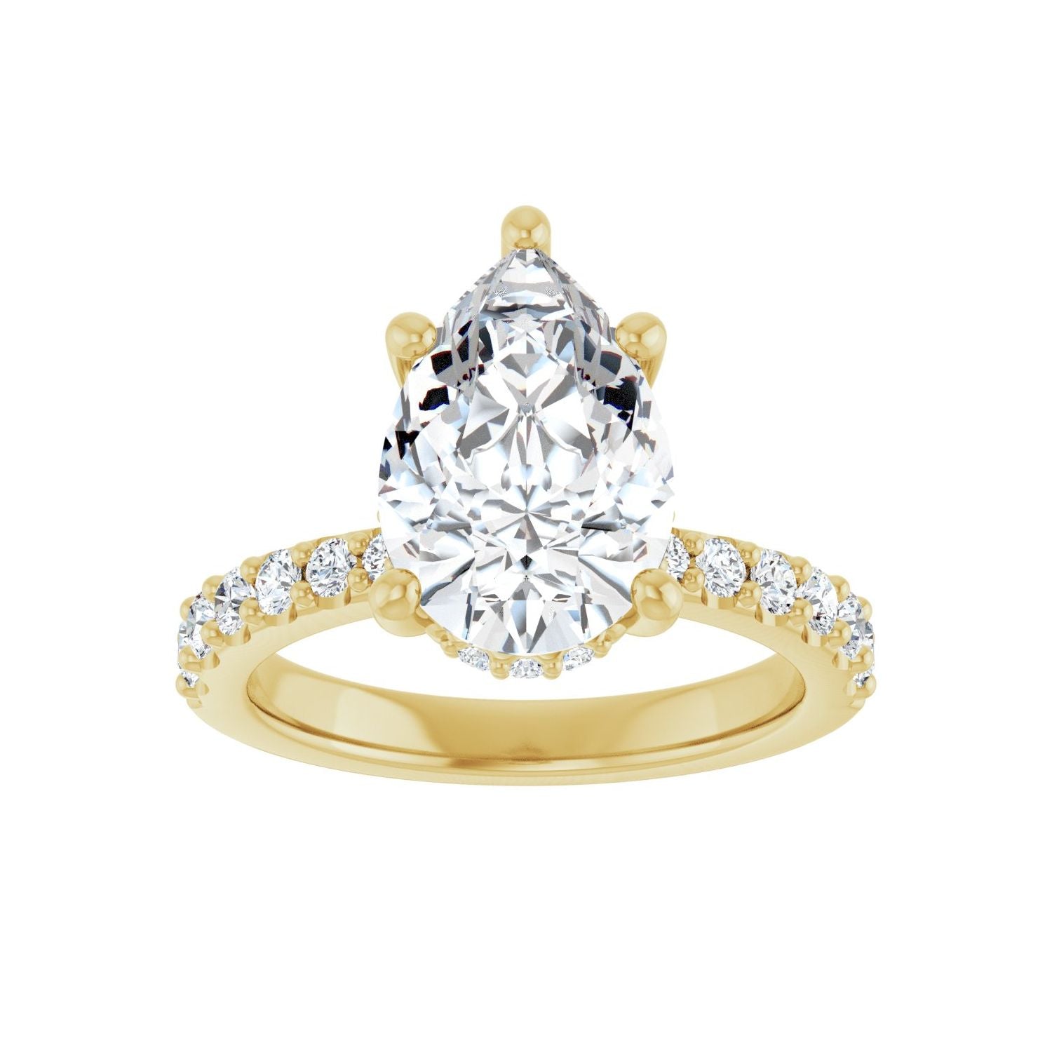Pear Hidden Halo-Style Engagement Ring | Metal Type=14K Yellow Gold | Center Stone Size=3 CT | Image 3