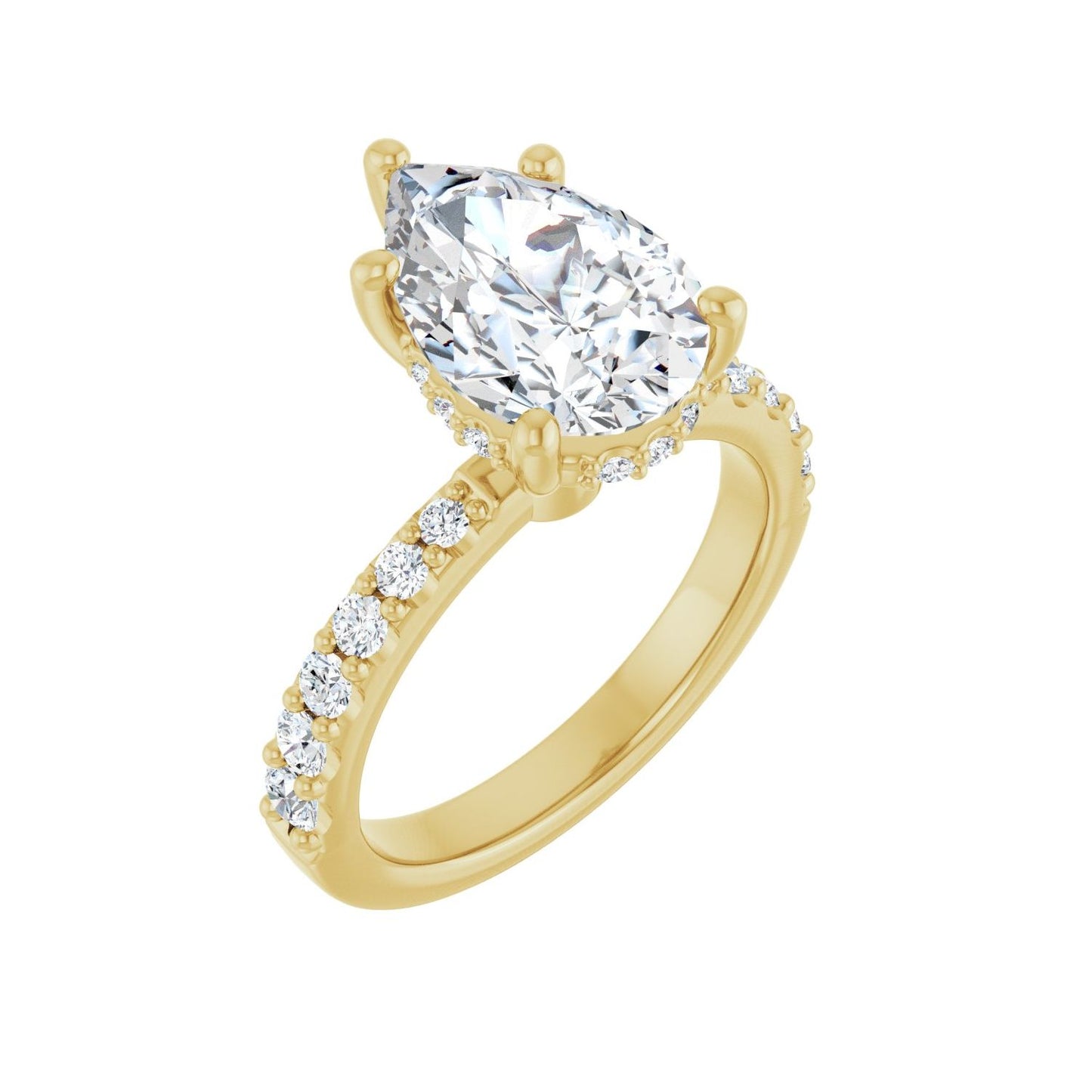 Pear Hidden Halo-Style Engagement Ring | Metal Type=14K Yellow Gold | Center Stone Size=3 CT | Image 1