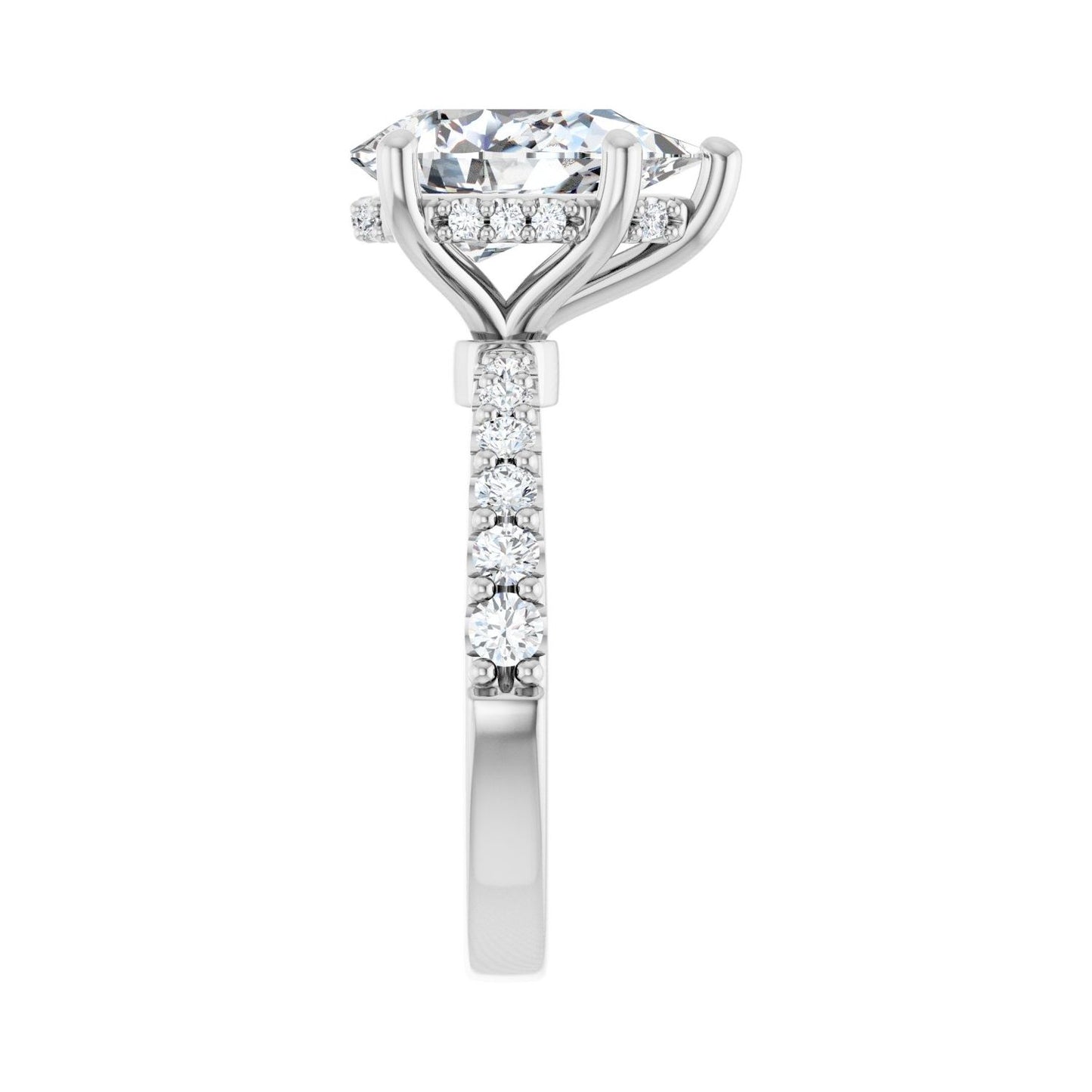 Pear Hidden Halo-Style Engagement Ring | Metal Type=14K White Gold | Center Stone Size=3 CT | Image 4