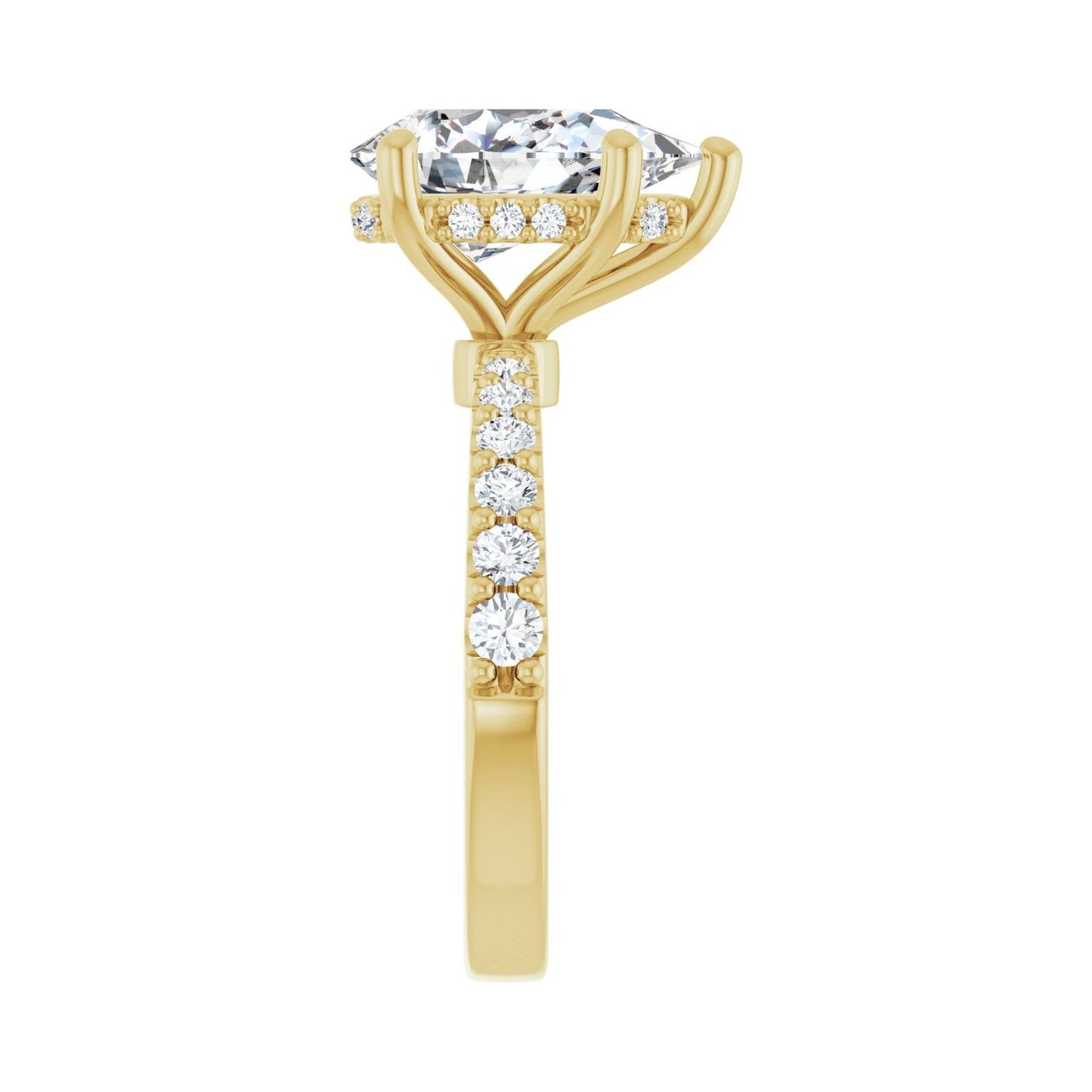 Pear Hidden Halo-Style Engagement Ring | Metal Type=14K Yellow Gold | Center Stone Size=3 CT | Image 4