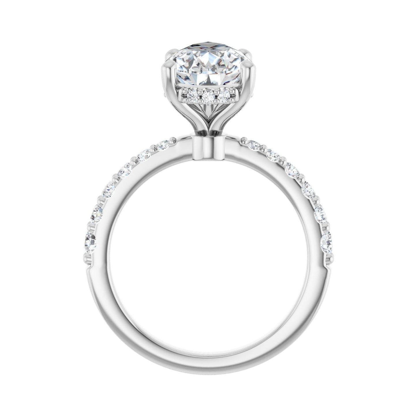 Pear Hidden Halo-Style Engagement Ring | Metal Type=14K White Gold | Center Stone Size=3 CT | Image 2