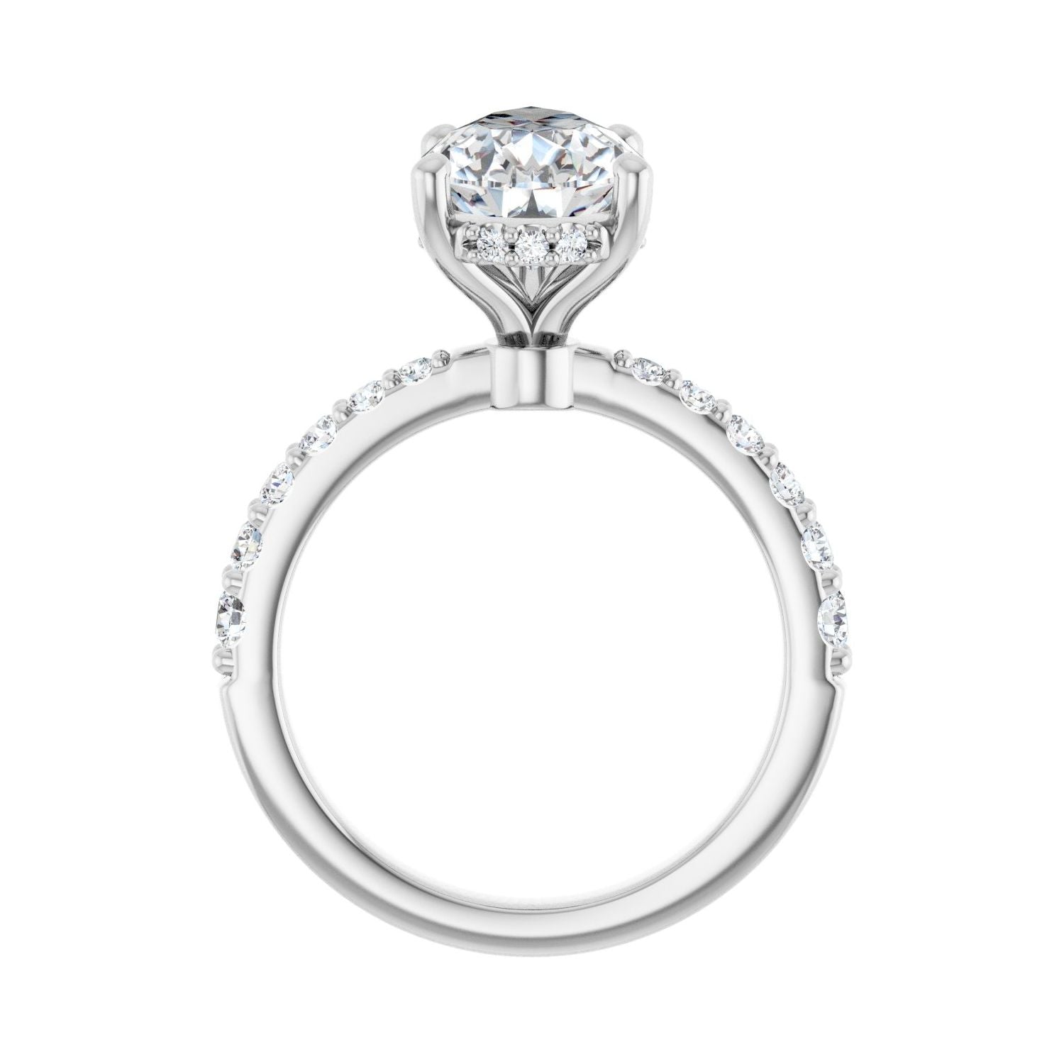 Pear Hidden Halo-Style Engagement Ring | Metal Type=14K White Gold | Center Stone Size=3 CT | Image 2