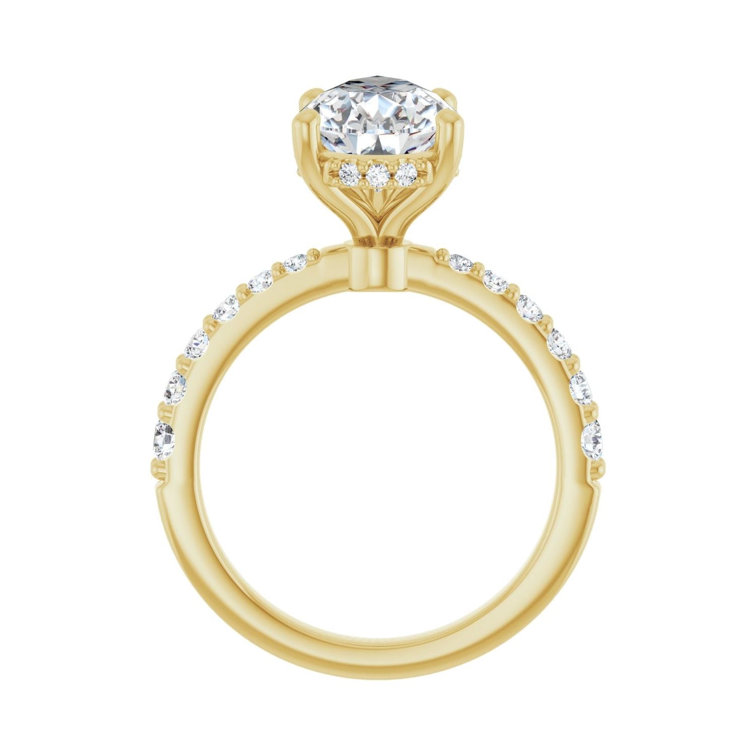 Pear Hidden Halo-Style Engagement Ring | Metal Type=14K Yellow Gold | Center Stone Size=3 CT | Image 2
